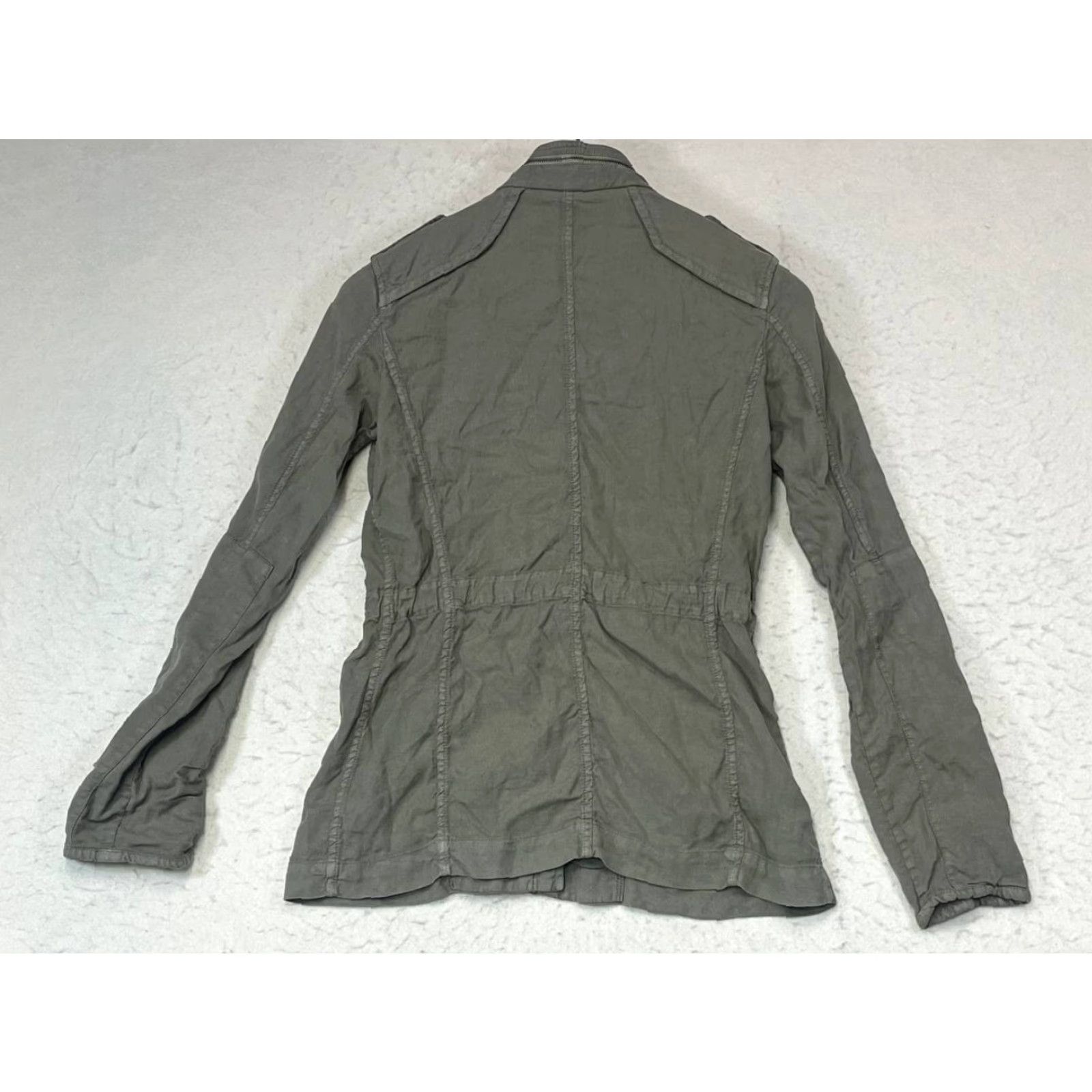 Olive Comptoir des Cotonniers Military Jacket Women's 36 Olive Brown Cotton Button Utility Safari Casual Size XS / US 0-2 / IT 36-38 - 2 Thumbnail