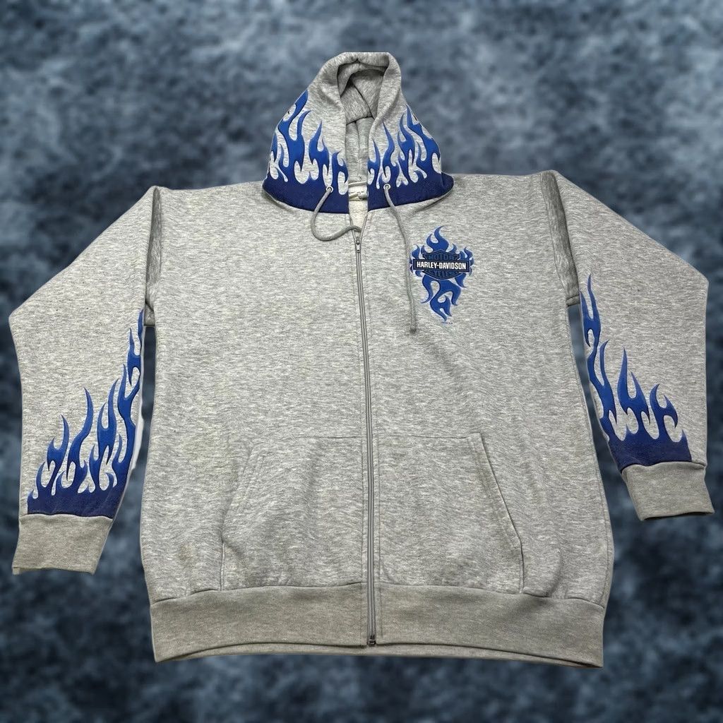 Harley Davidson × Vintage (XL) SICK BLUE FLAMES Harley Davidson