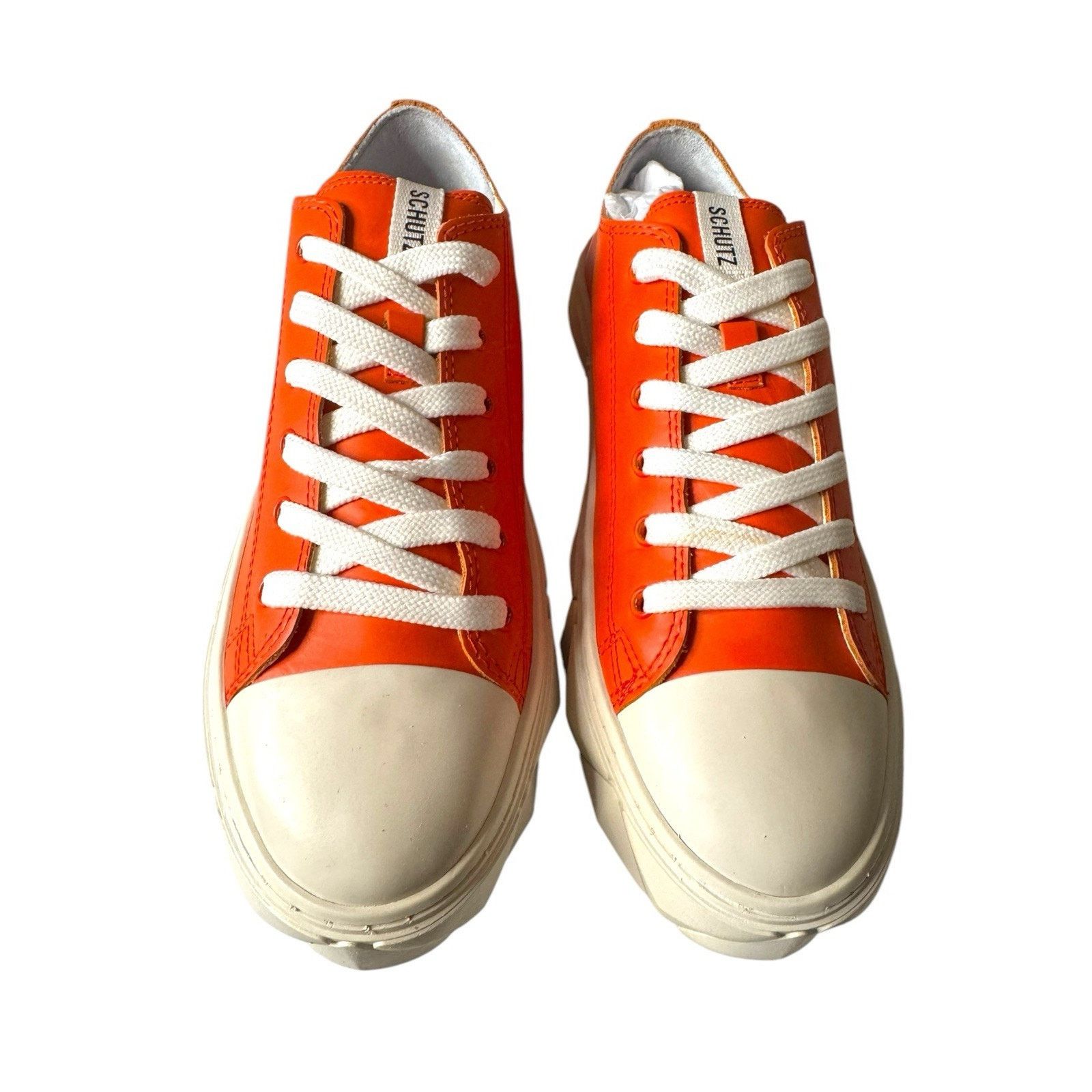 SCHUTZ Schutz NEW Leather Lace Up Sneakers Energy Gianni Orange Size US 8.5 / IT 38.5 - 4 Thumbnail