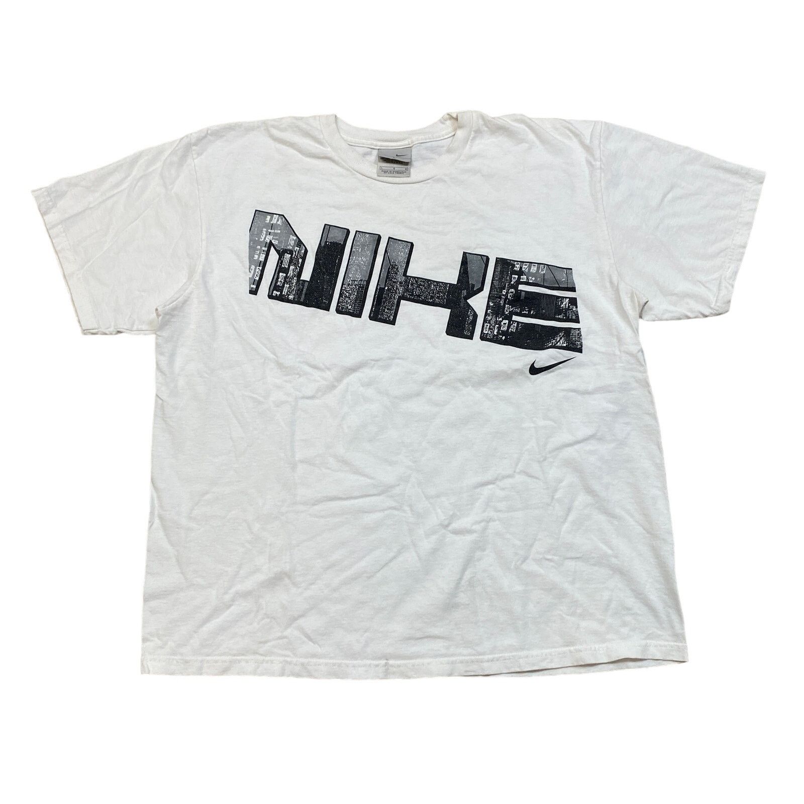 Nike × Vintage VTG Y2K Nike Silver Tag Center City Spellout Swoosh Shirt L Size US L / EU 52-54 / 3 - 1 Thumbnail