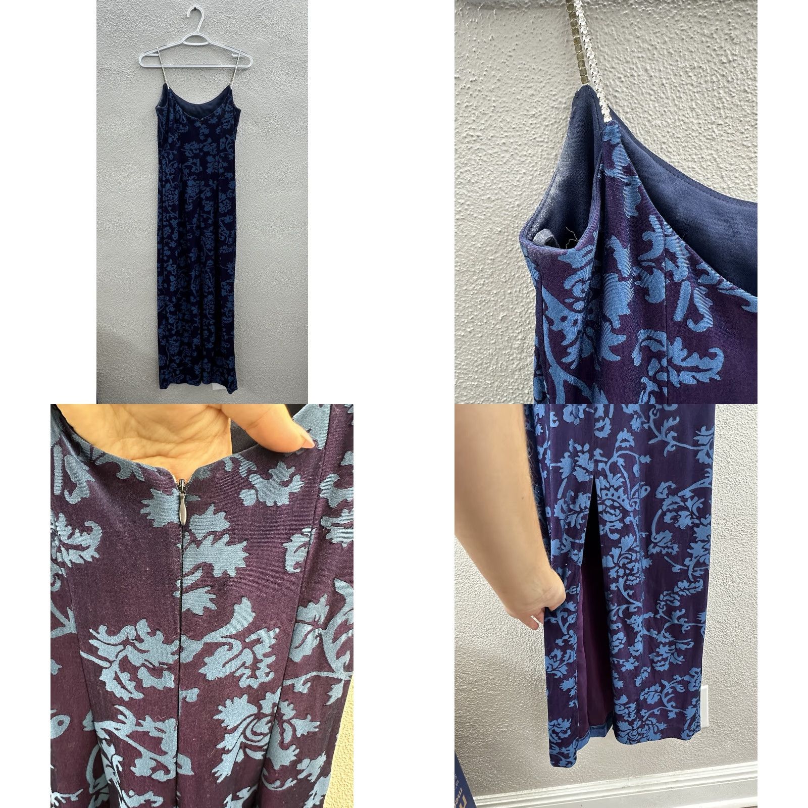 Vintage Bari Jay Womens Dress Maxi Blue Floral Size 6 Spaghetti Straps Vintage Size M / US 6-8 / IT 42-44 - 8 Thumbnail
