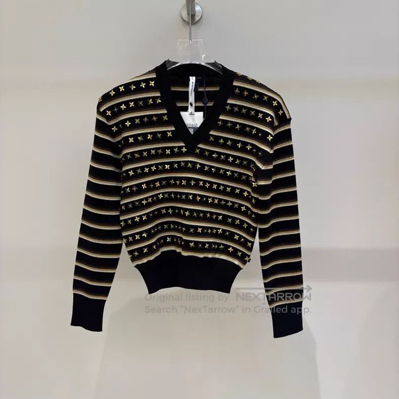 Louis Vuitton Louis Vuitton Black Brown Striped Star Sweater Size S / US 4 / IT 40 - 1 Thumbnail