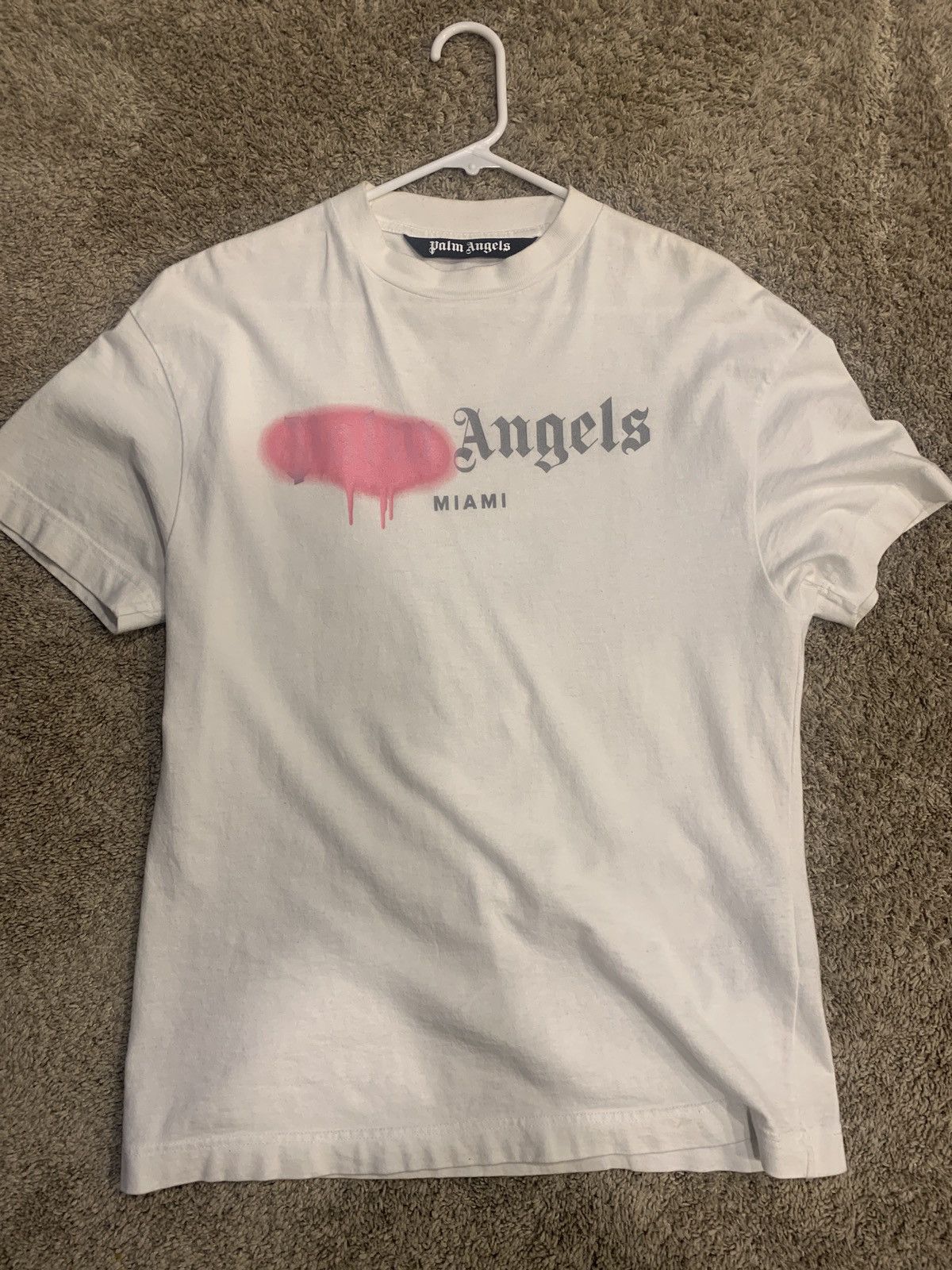 image of Palm Angels Miami Spray Pink Shirt, Men's (Size Small)