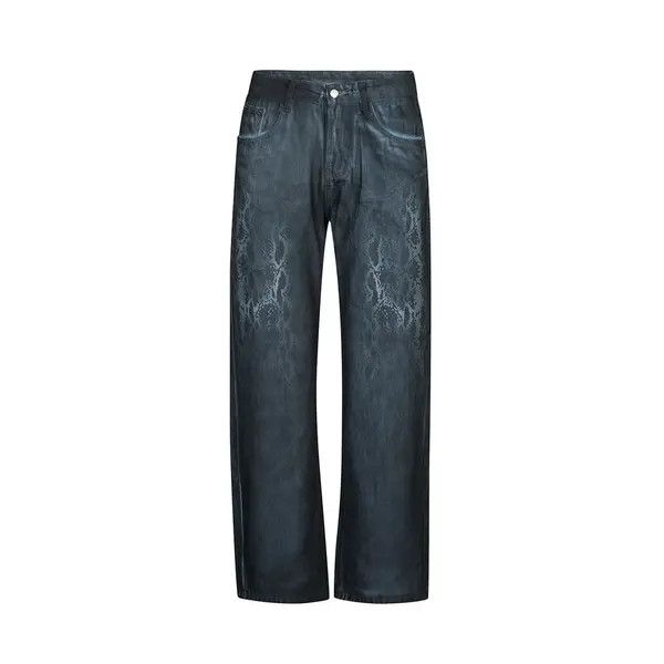 Vintage Men's punk snake print distressed heavy spray-dyed jeans Size US 32 / EU 48 - 1 Thumbnail