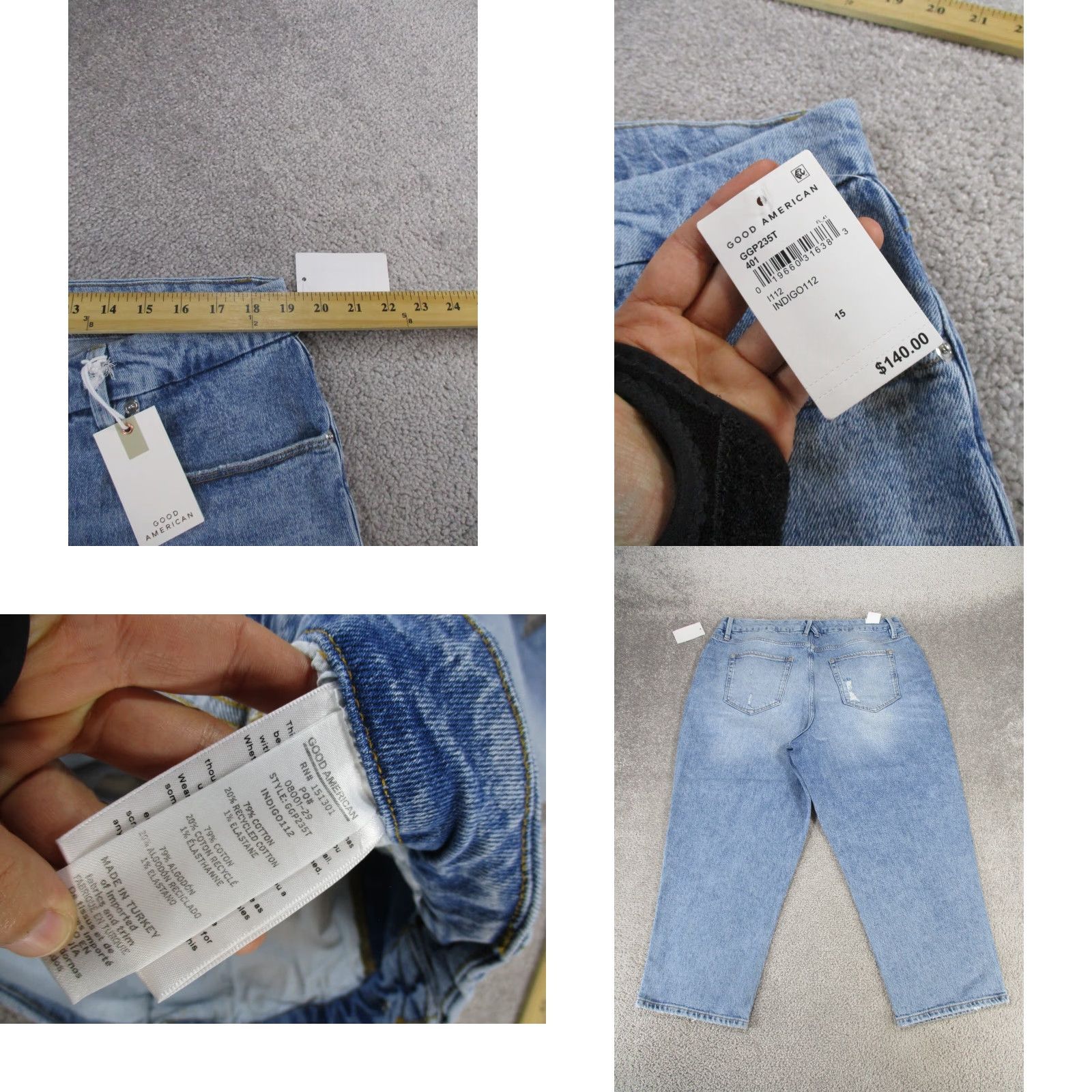 Good American Good American Jeans Womens 15 Light Wash Denim Crop NEW Cropped Jeans Blue Regular Rise High Zip 15 Womens jeans Size 36" / US 14 / IT 50 - 8 Thumbnail