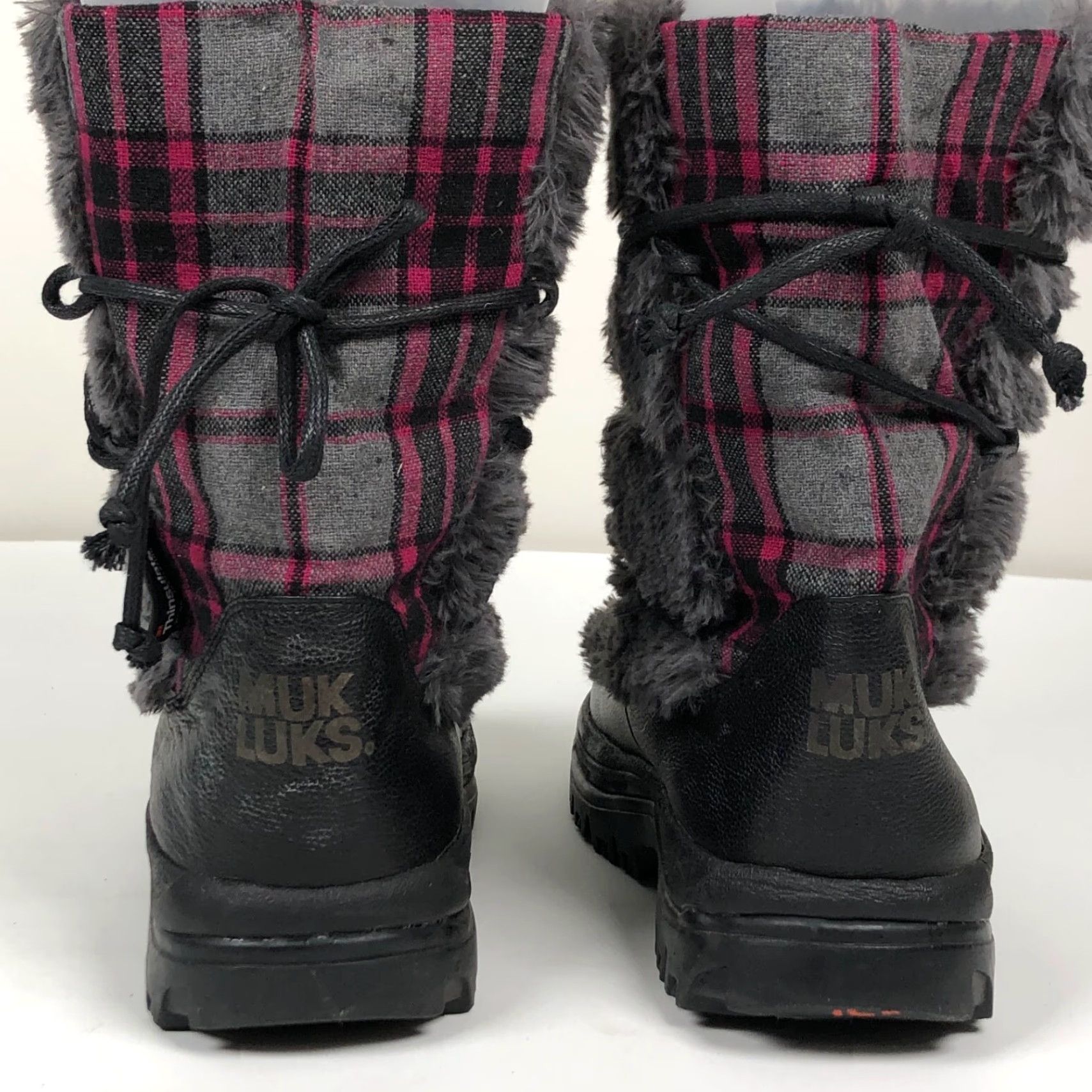 Vintage Muk Luks Womens Snow Boot Gray Plaid Fur Trim Fleece Lined Mid-Calf High Pile Faux Fur Flannel Lightweight Casual Winter 10 M Boots Mens? Size L / US 10 / IT 46 - 7 Thumbnail