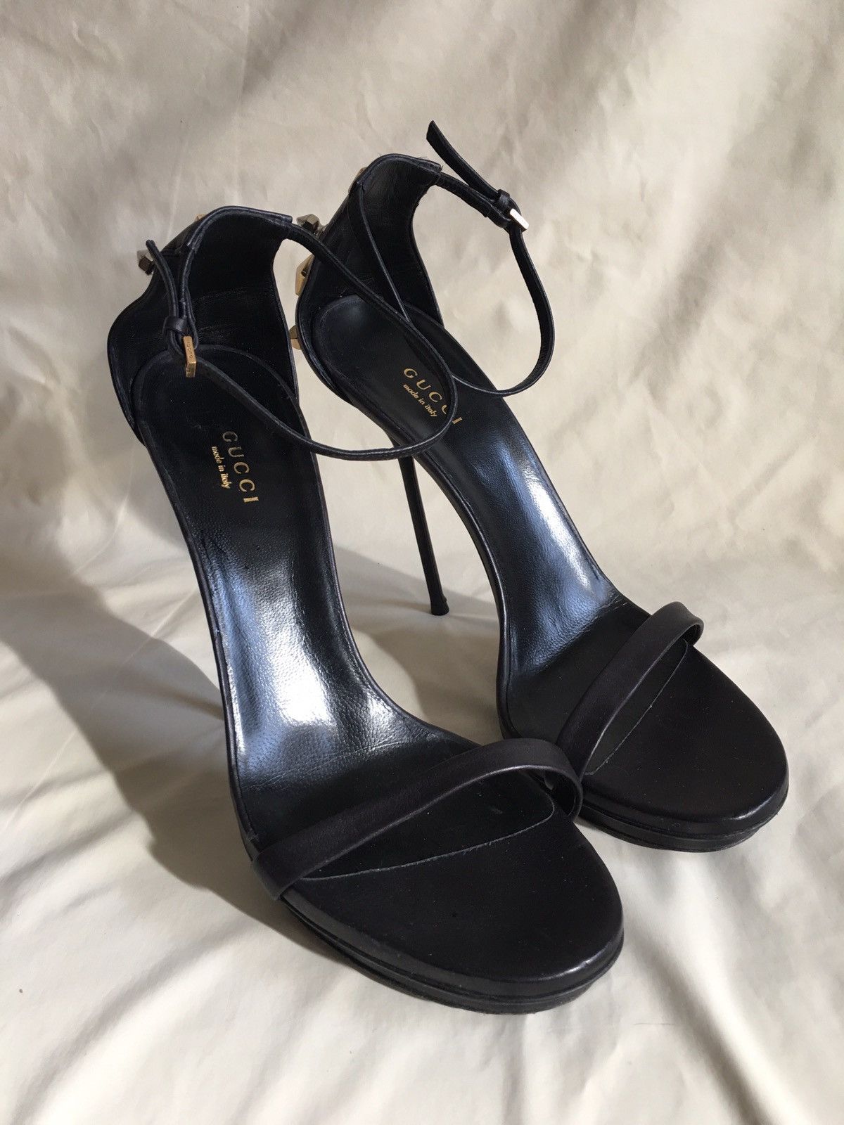 Gucci GUCCI Kinga Black Leather Heels Sandals EU 40.5 Size US 10.5 / IT 40.5 - 4 Thumbnail