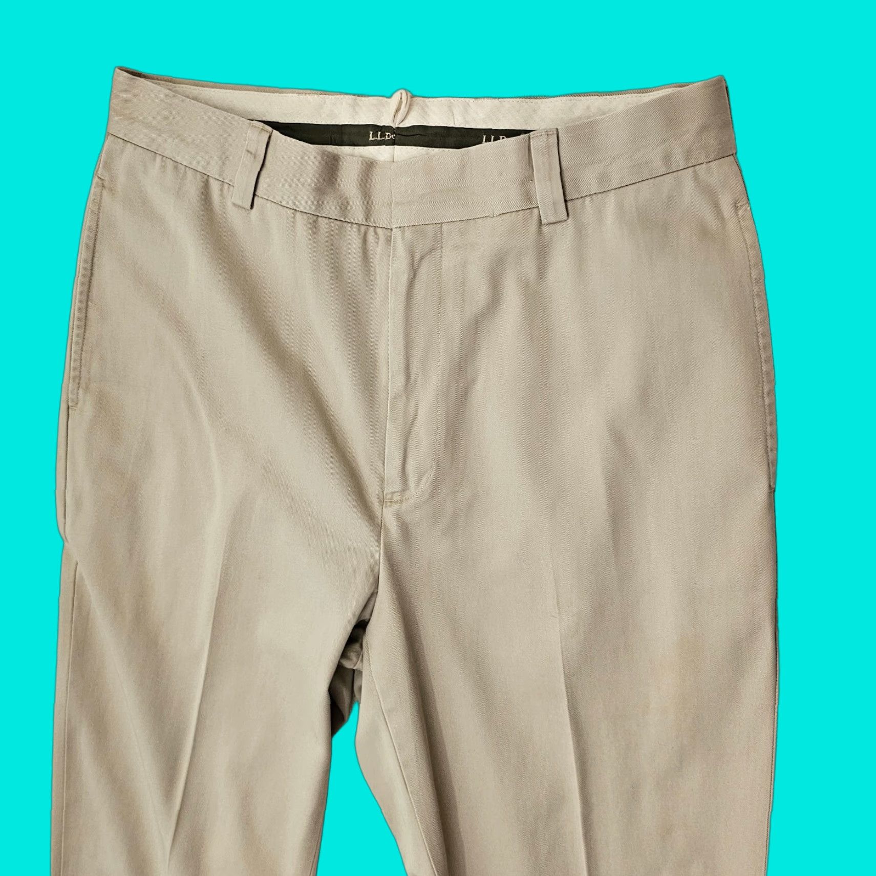 Vintage L.L. Bean Pants Men Chino Beige Flat Front Casual Size 30 Regular 29 Inseam 29 In Straight Leg Vintage No Size US 30 / EU 46 - 1 Thumbnail
