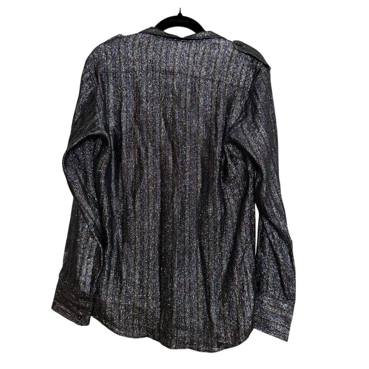 Balmain Balmain Paris Women's Silk Blend Glitter Stripe Shirt Size S / US 4 / IT 40 - 2 Thumbnail