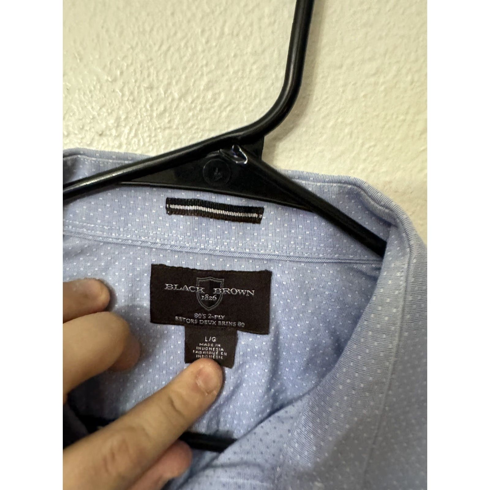 Vintage VINTAGE Black Brown 1826 Shirt Long Sleeve Button-Up Collared Shirt Men's Large Brown Blue Solid All Seasons 80s Size US L / EU 52-54 / 3 - 3 Thumbnail