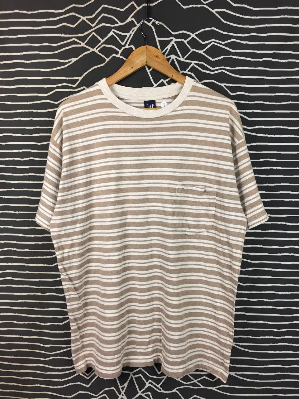 Gap Vtg GAP Striped Earth Tone Boho 90s Y2K Pocket Tee Size US M / EU 48-50 / 2 - 1 Thumbnail