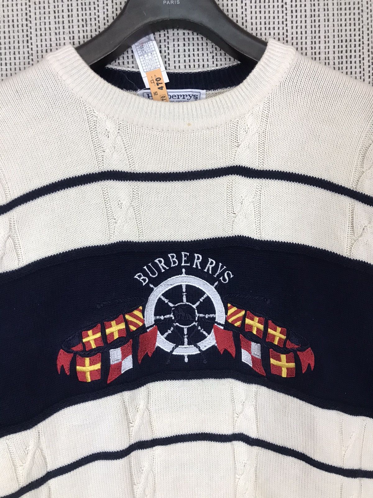 Burberry × Designer × Vintage ‼️VINTAGE BURBERRY SPELL OUT KNIT SWEATER MADE IN ENGLAND‼️ Size US L / EU 52-54 / 3 - 4 Thumbnail