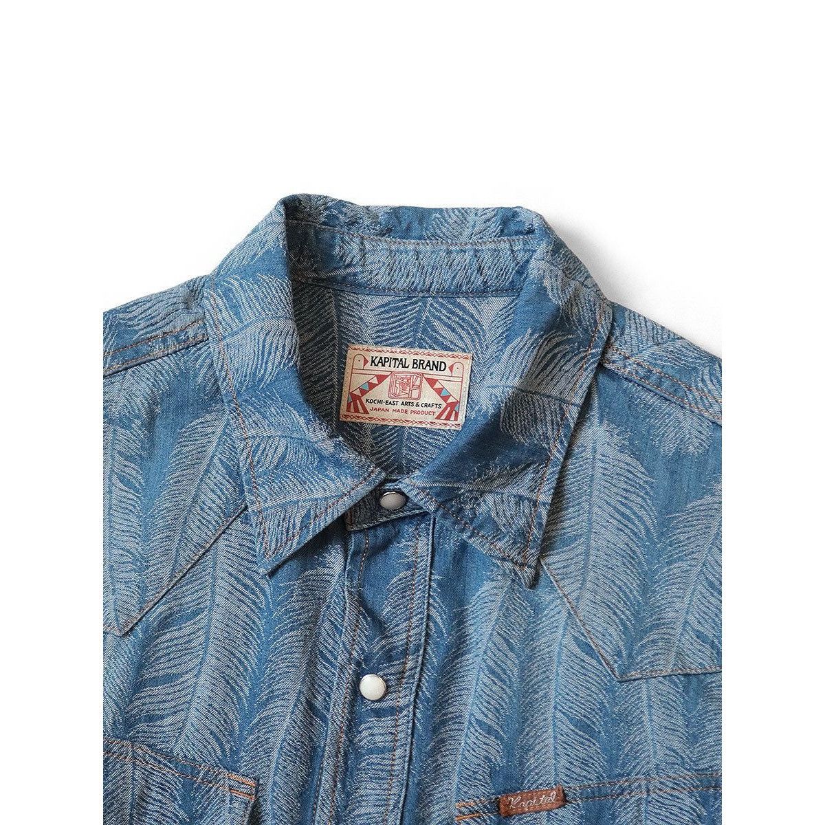 Kapital Kapital 5oz Magpie Denim Western Shirt (long sleeve) lig s3 Size US L / EU 52-54 / 3 - 4 Thumbnail