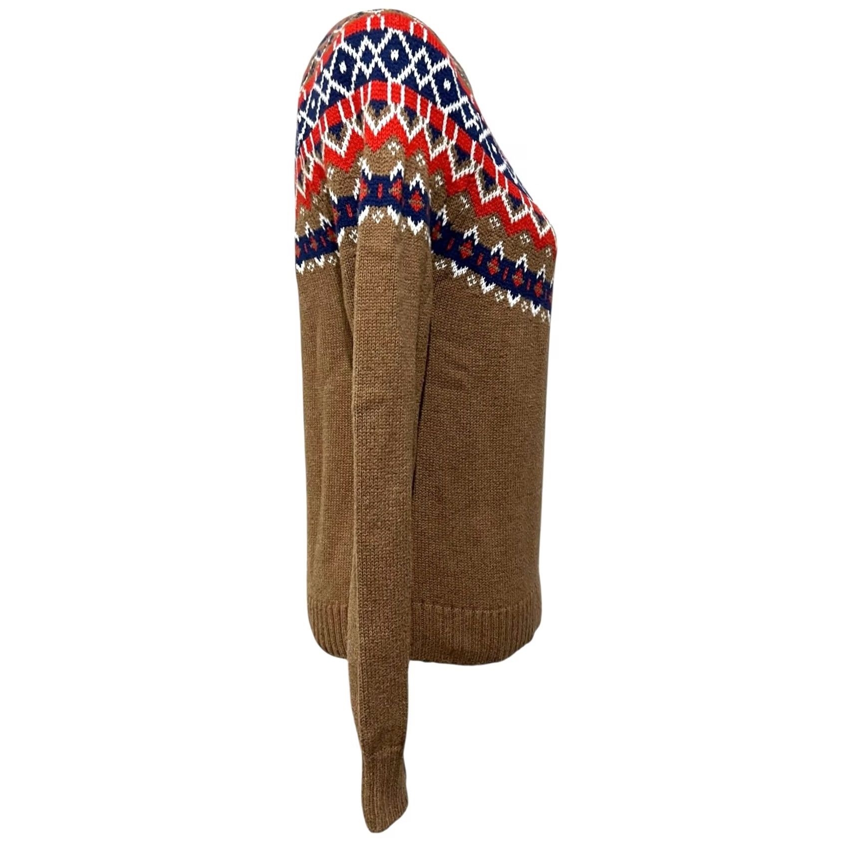 J.Crew VINTAGE J.Crew Sweater Crewneck Cotton Fair Isle Tan Womens Small Crew Neck Sweater, 100% Cotton, Long Sleeve, Casual Size S / US 4 / IT 40 - 7 Thumbnail