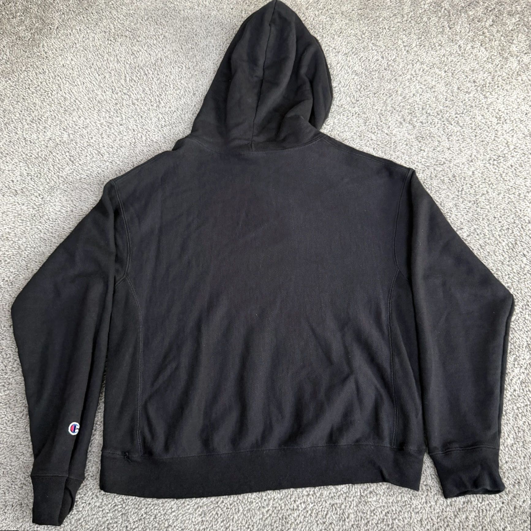 Champion Champion Hoodie Womens Large Black Script Logo Fleece Reverse Weave Size L / US 10 / IT 46 - 6 Thumbnail