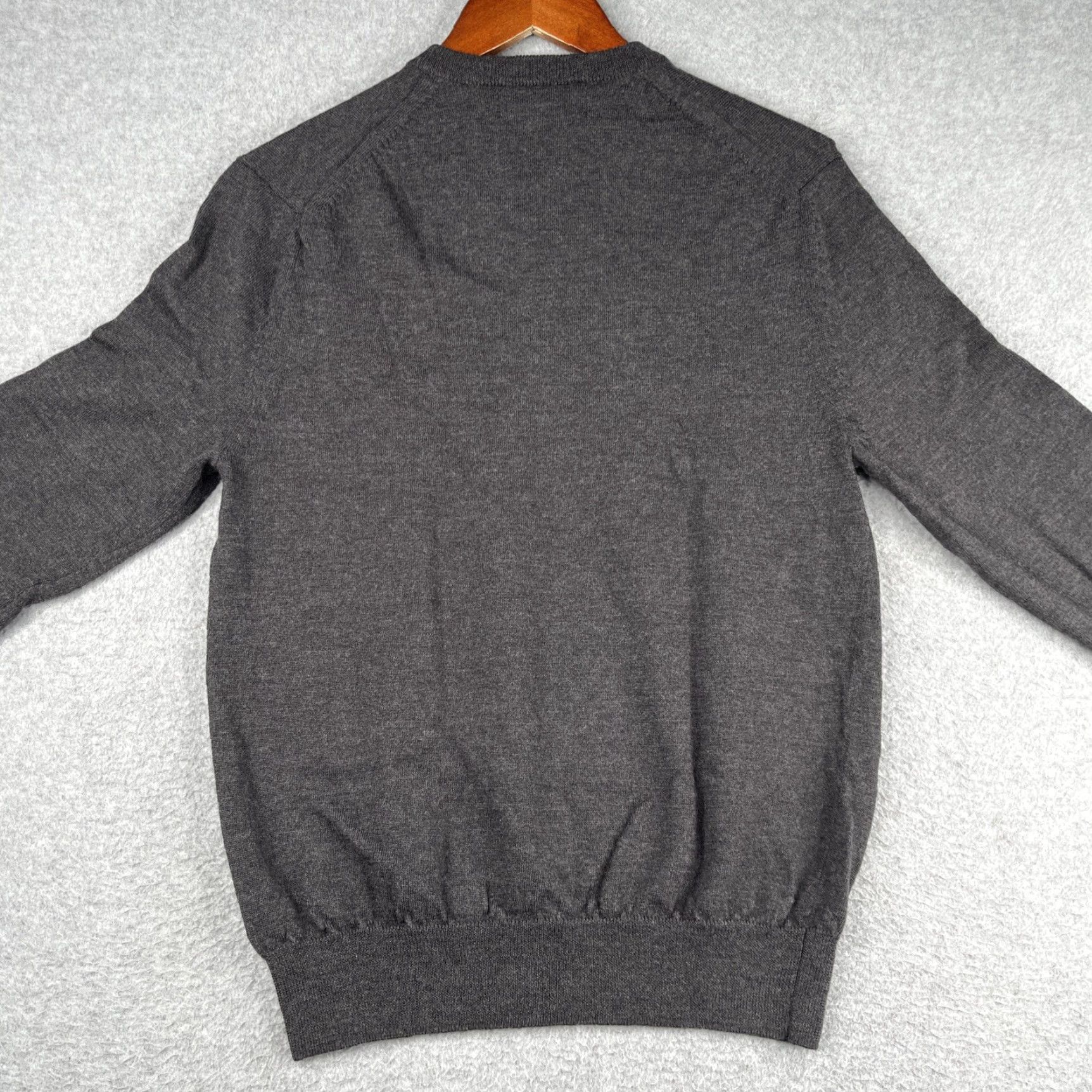 Express Express Murino Wool Sweater Mens Medium Charcoal Grey V-Neck Pullover Knit Italian Theme Size US M / EU 48-50 / 2 - 5 Thumbnail
