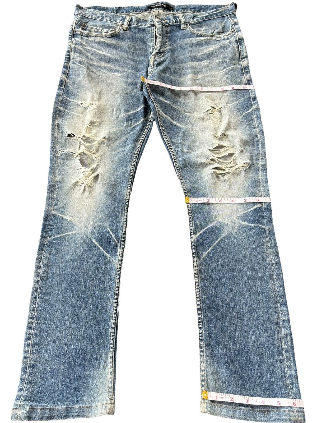 JACKROSE Vintage Japanese Jackrose Faded Wash Distress Slim Jeans Size US 34 / EU 50 - 9 Thumbnail