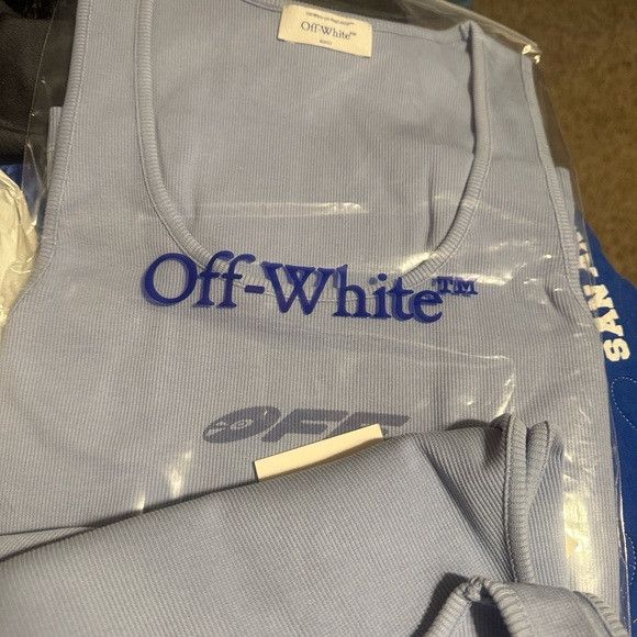 Off-White Off-White Stretch Cotton Logo Tan Blue L Size US L / EU 52-54 / 3 - 12 Thumbnail