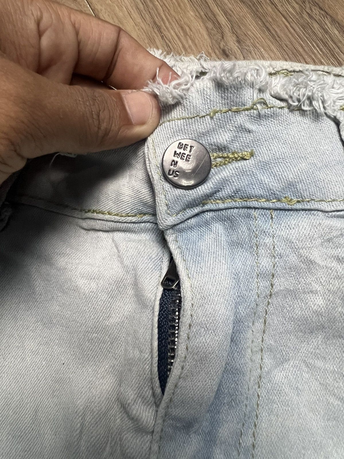 Beauty Beast Groovy Distressed Light Wash Bell Bottom Flare Jeans (41) Size 26" / US 2 / IT 38 - 9 Thumbnail
