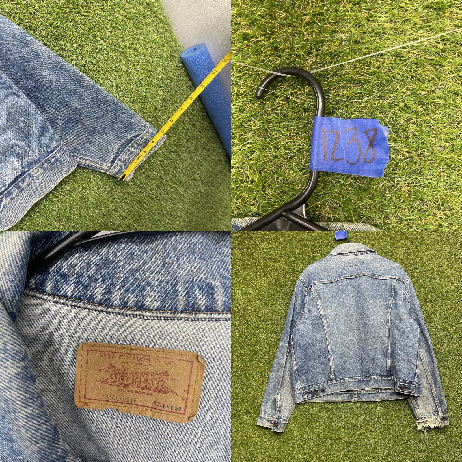 Levi's VINTAGE Levi's Jacket Mens 38 Blue Denim Made USA Distressed Cuffs 70506-0216 90s Size US XXS / EU 40 - 8 Thumbnail