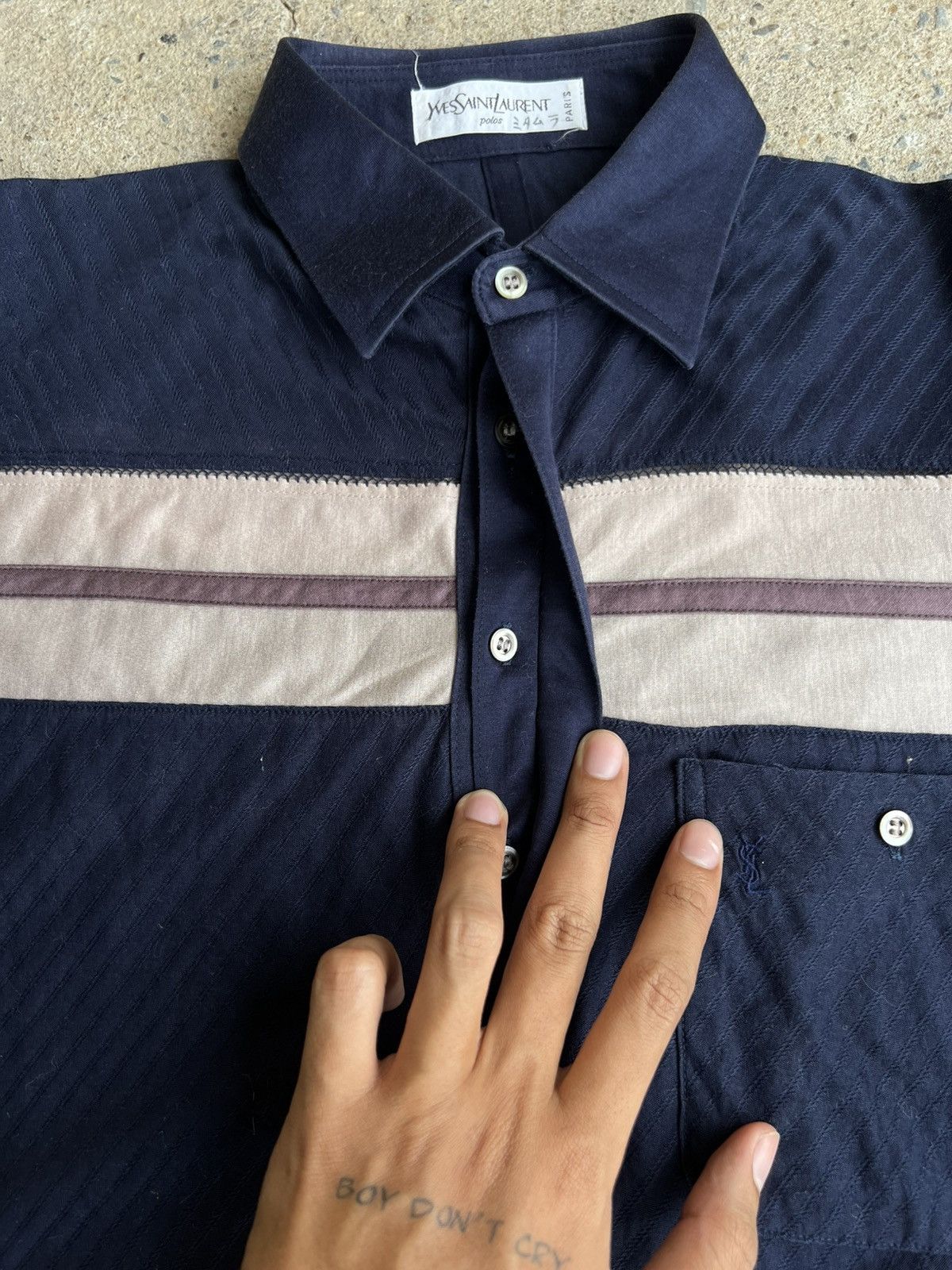 Saint Laurent Paris Paper Thin Thrashed 90s Yves Saint Laurent Polos tee Size US M / EU 48-50 / 2 - 4 Thumbnail