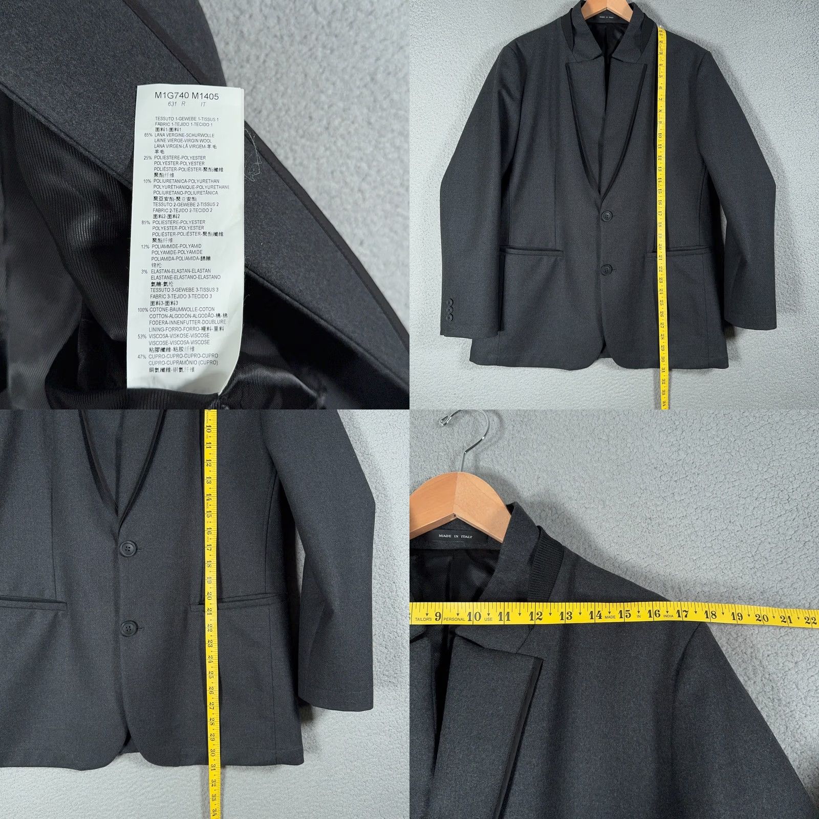 Emporio Armani Emporio Armani Blazer Men Wool Shawl Lapel Matt Line Two-Button 54 Gray US 44 Formal Business Wedding Tuxedo Jacket Size 44R - 9 Thumbnail