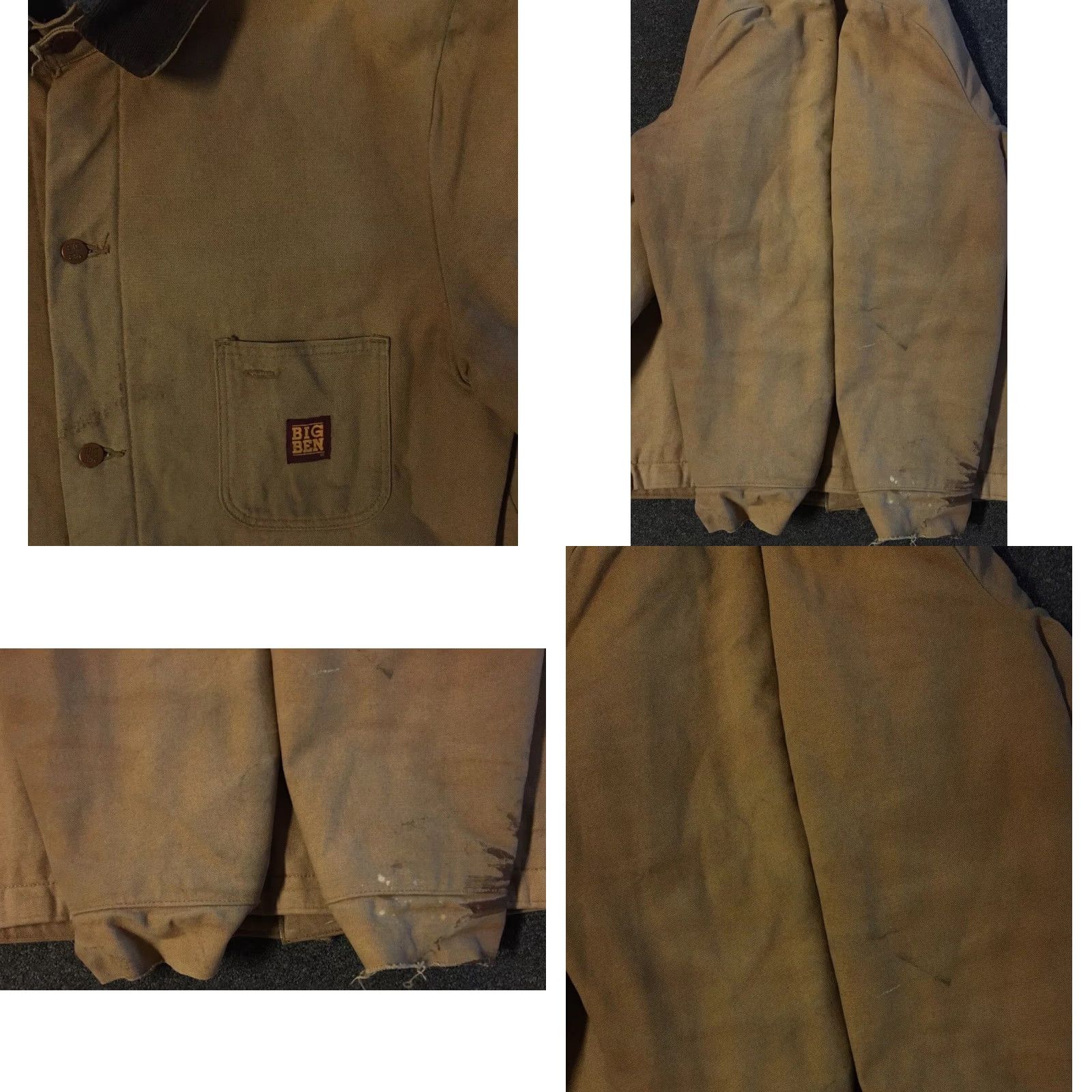 Vintage VINTAGE 90s Big Ben Faded Distress Chore Jacket 46 Work Grunge Biker Trucker 80s Size US S / EU 44-46 / 1 - 9 Thumbnail