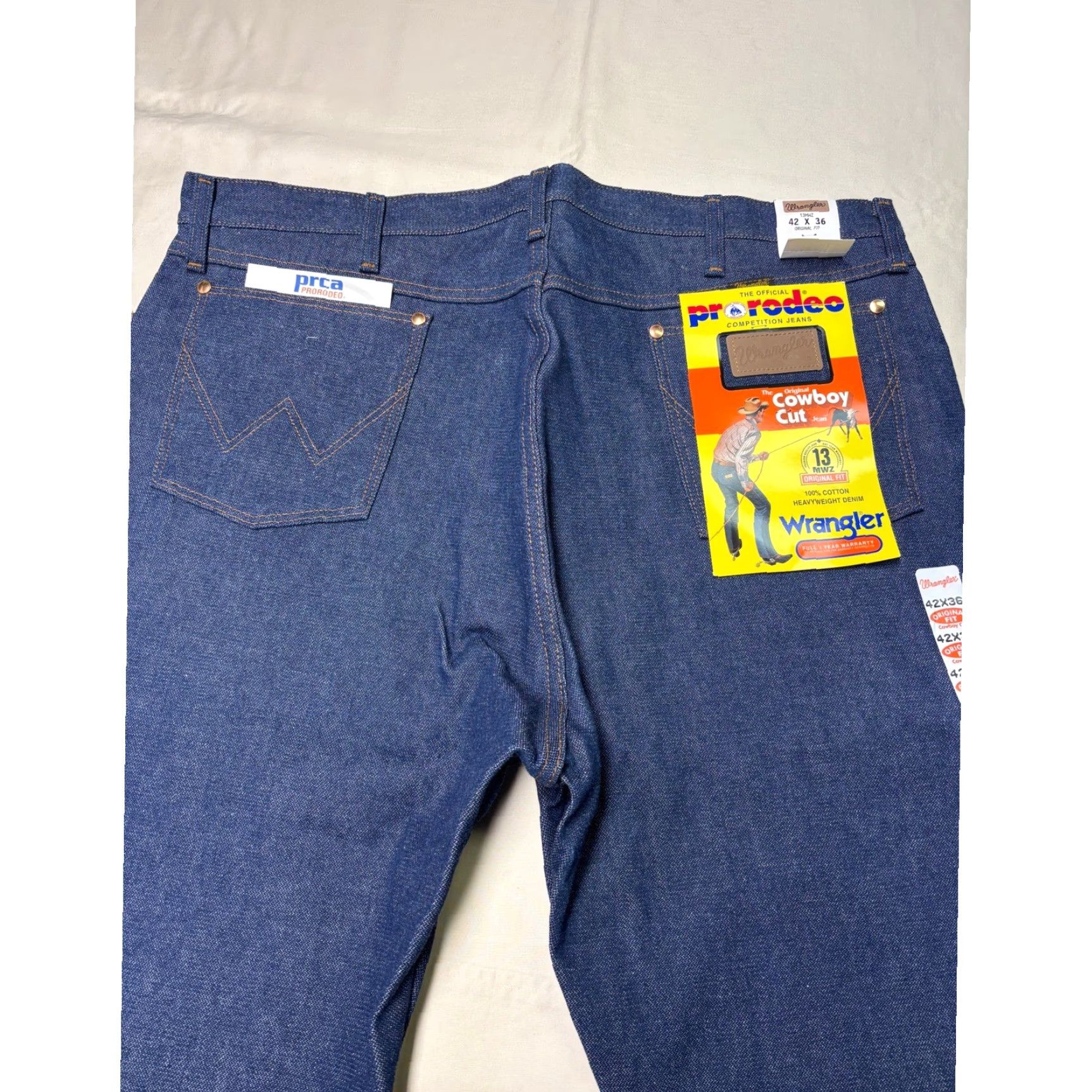 Wrangler VINTAGE Wrangler Cowboy Cut Competition Jeans Dark Wash 42x36 Mens Jeans Bootcut Heavyweight Denim 42 36 Blue Wrangler Cowboy Cut Size US 42 / EU 58 - 7 Thumbnail