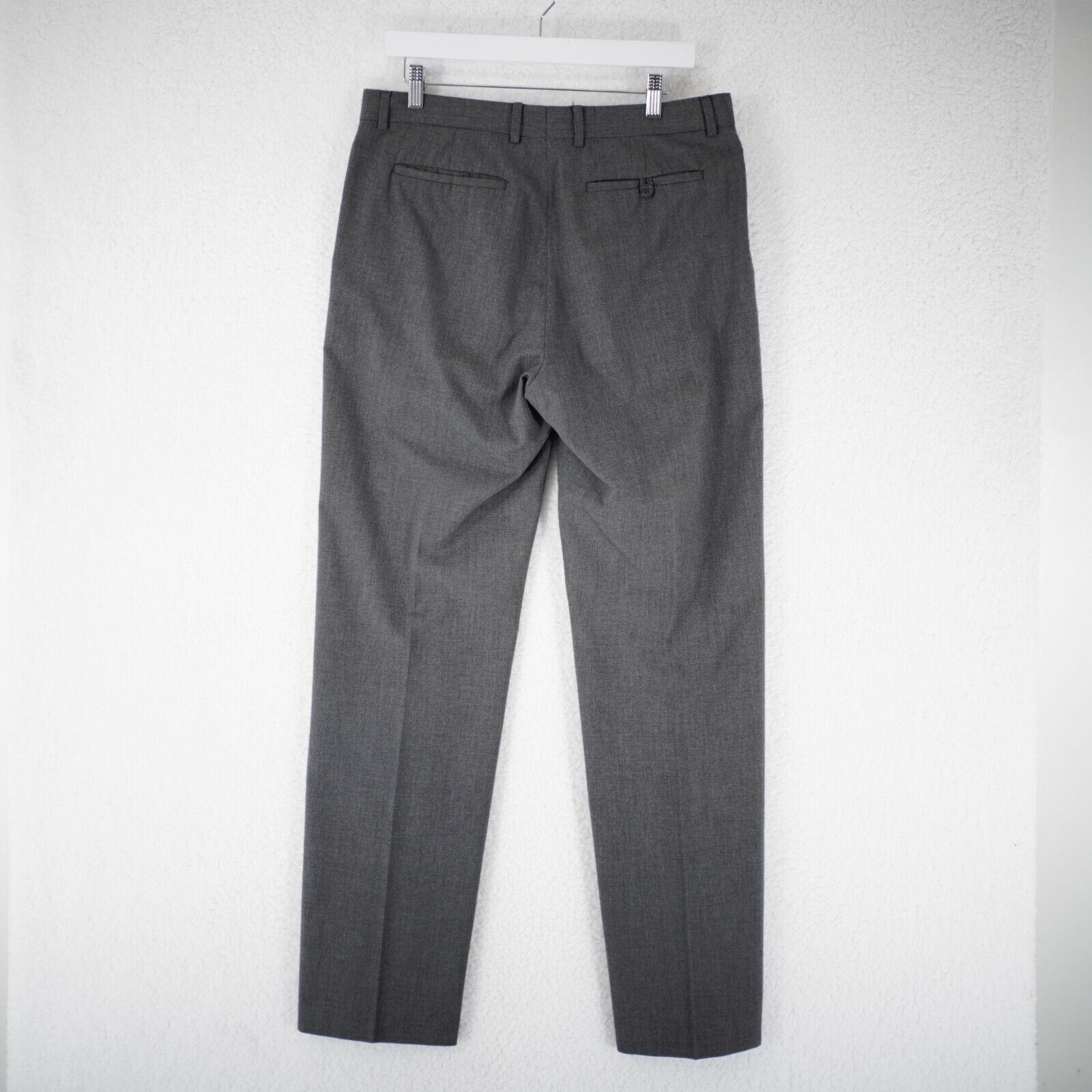 Banana Republic Banana Republic Gray Birdseye Polyester Flat Front Mid Rise Size 34R - 3 Thumbnail