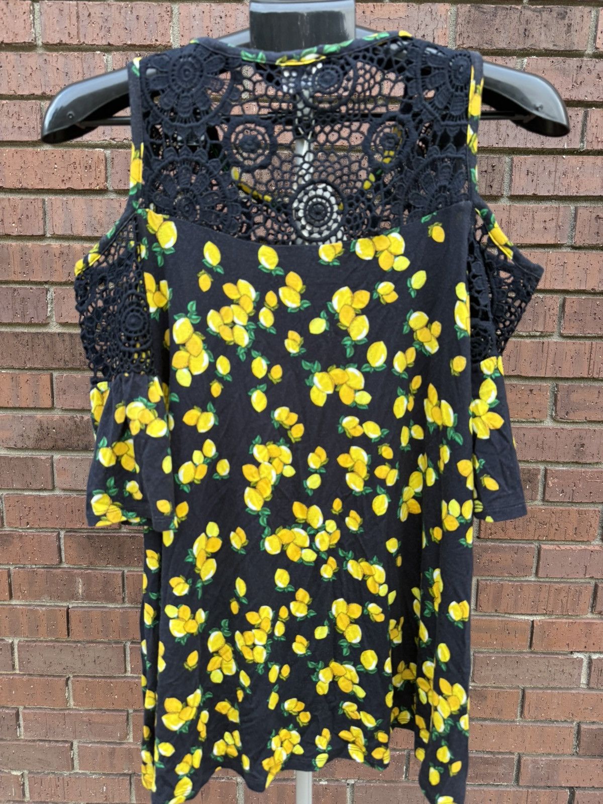 Other Cupio Lemon Cold Shoulder Summer Top Crochet Yellow Medium Size M / US 6-8 / IT 42-44 - 5 Thumbnail