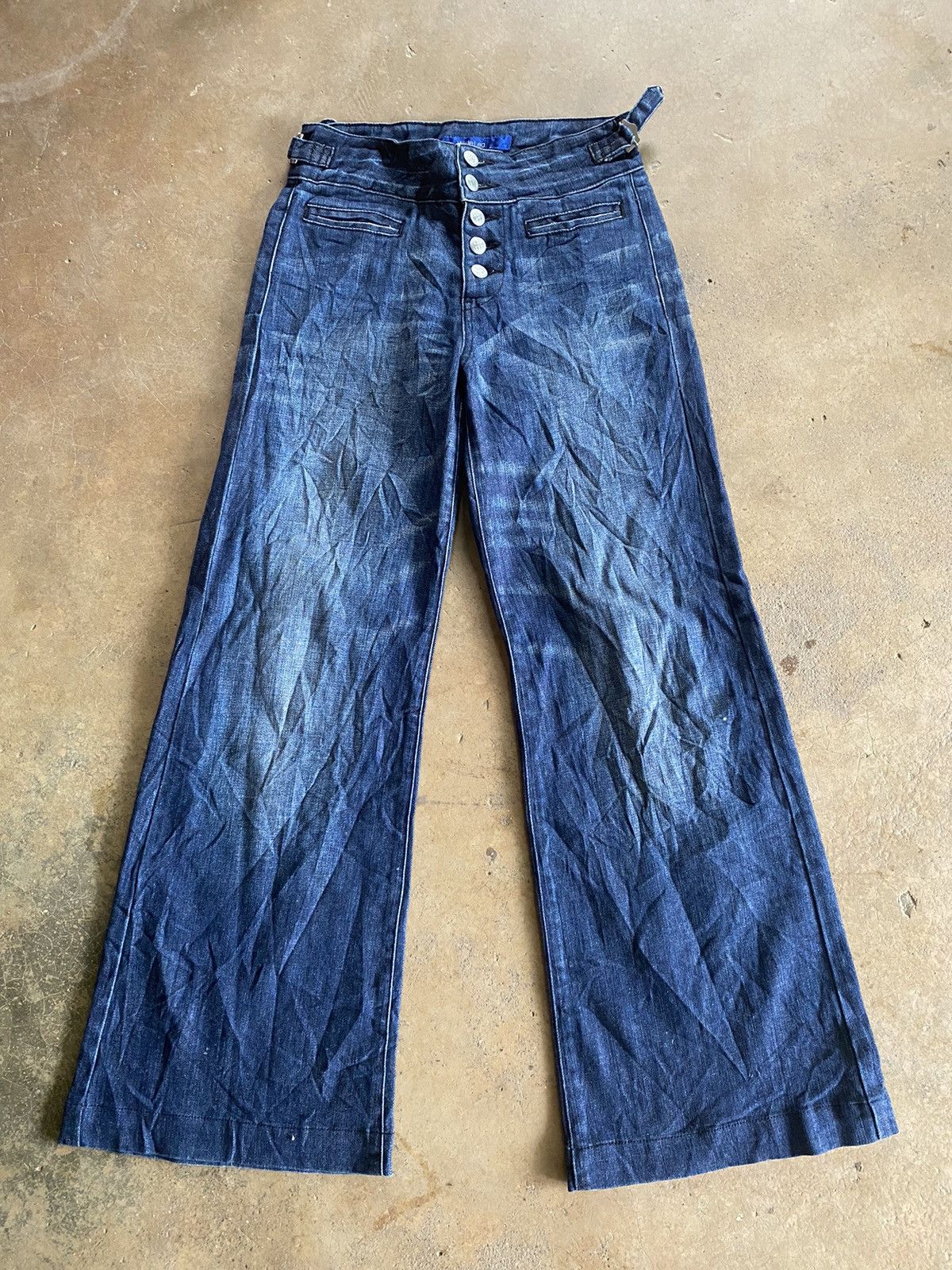 image of Uniqlo Jeans Womens Blue Baggy Denim Pants Mid Rise Wide Leg (Size 28)