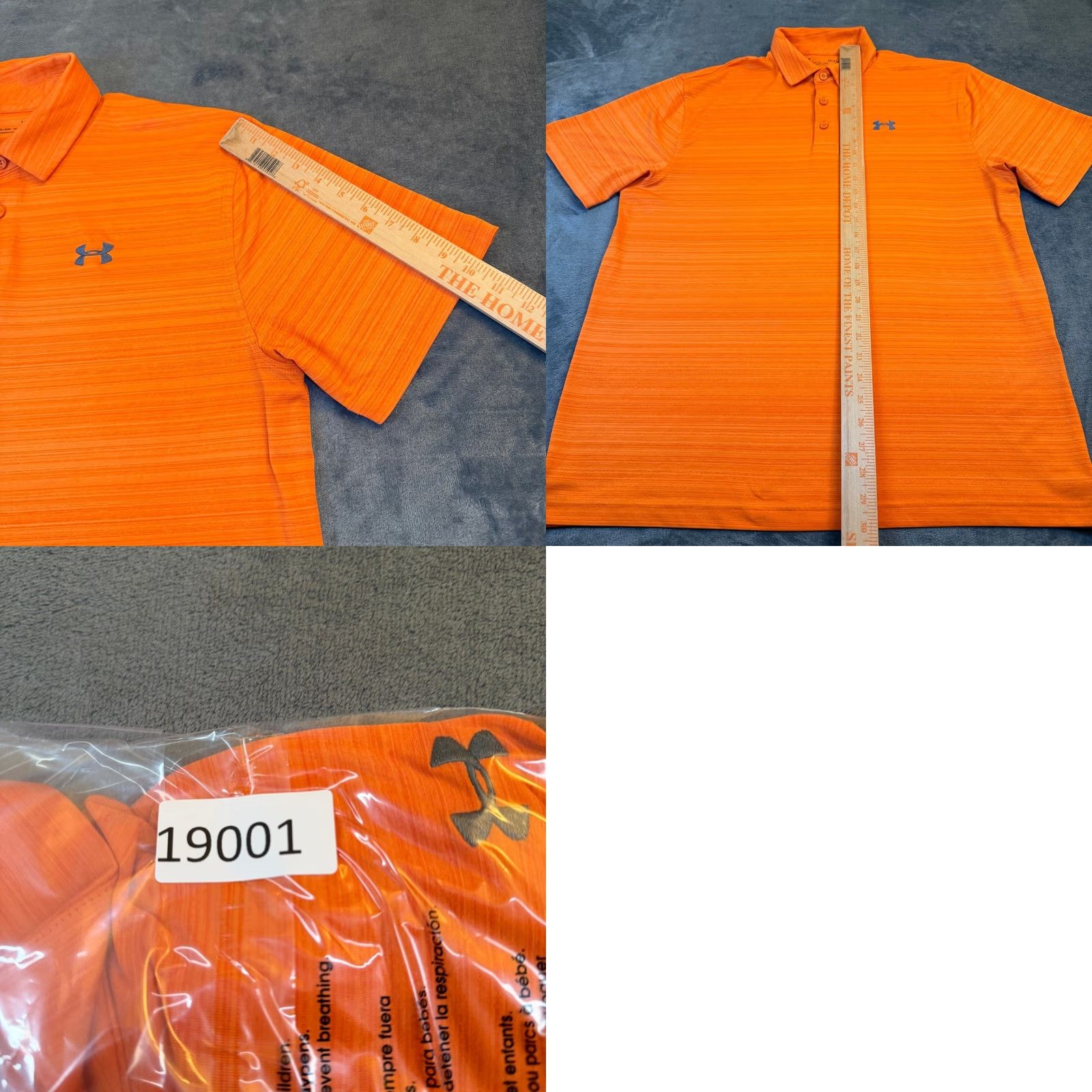 Under Armour Under Armour HeatGear Polo Shirt Mens L Orange Loose Fit Striped Golf Polo Shirt Size US L / EU 52-54 / 3 - 8 Thumbnail