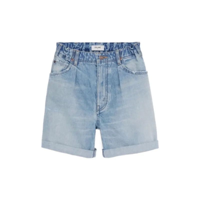 Celine o1w1db11124 Suzanne Rider Denim Short in Blue Size 29" - 1 Thumbnail