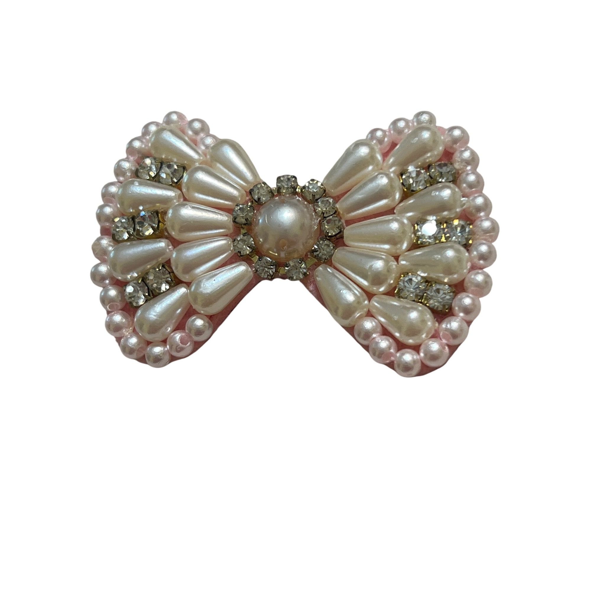 Other Set Of 2 Faux Pearl Rhinestone Bow Hair Clips Barrettes Girl Size ONE SIZE - 2 Thumbnail