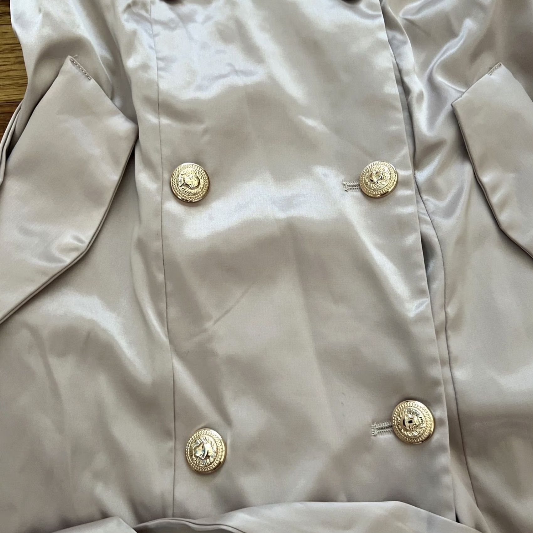 Vintage donnee par dieu Silk Coat Women S Beige Polyester Coat Regular Size S Size S / US 4 / IT 40 - 3 Thumbnail