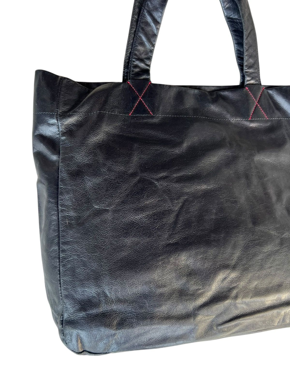 Leather B. Stuff Japan Patina Black Leather Tote Bag Size ONE SIZE - 8 Thumbnail