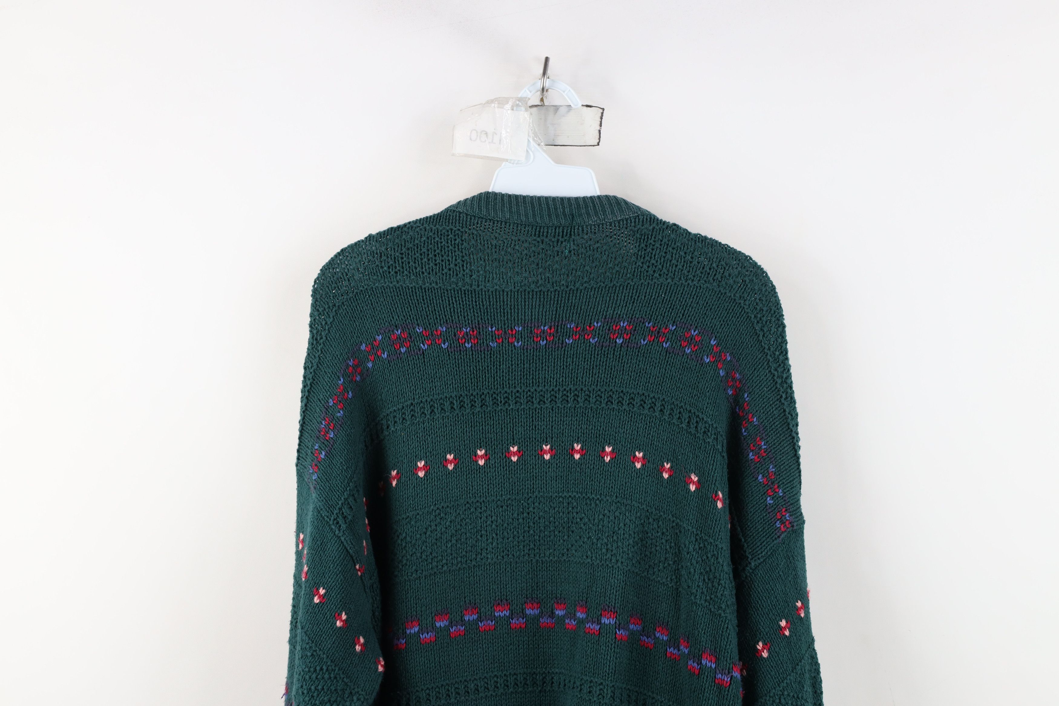 Vintage Vintage 90s Streetwear Fair Isle Knit Crewneck Sweater Green Size US XL / EU 56 / 4 - 10 Thumbnail