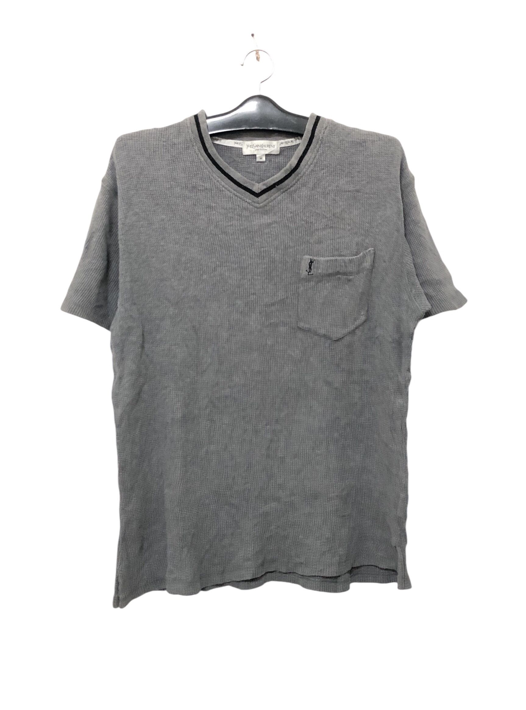 Vintage × Yves Saint Laurent Vintage YSL Pour Homme V-Neck Tees Size US M / EU 48-50 / 2 - 1 Thumbnail
