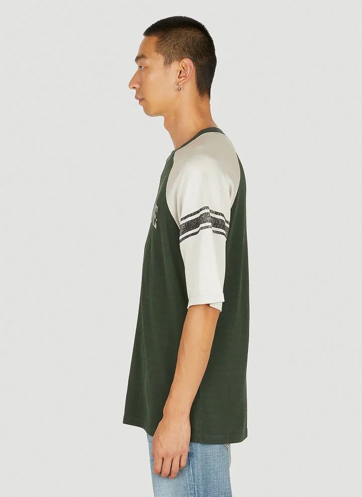 Saint Laurent Paris o1bcso1str0625 Rive Gauche Raglan T-Shirt in Green Size US L / EU 52-54 / 3 - 4 Thumbnail