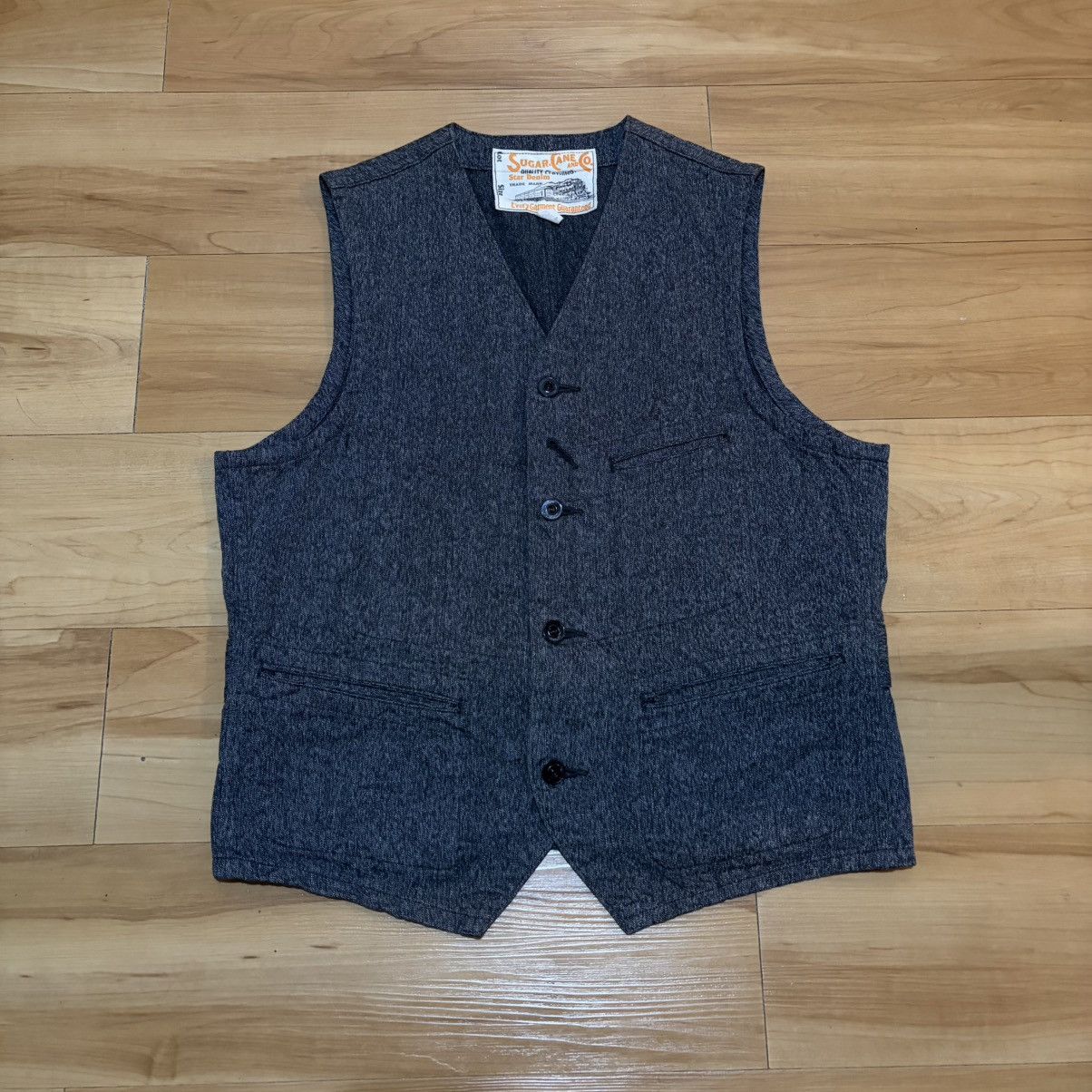 トップス SUGAR CANE CONVERTED VEST BLACK Sugar cane 9oz black covert work vest