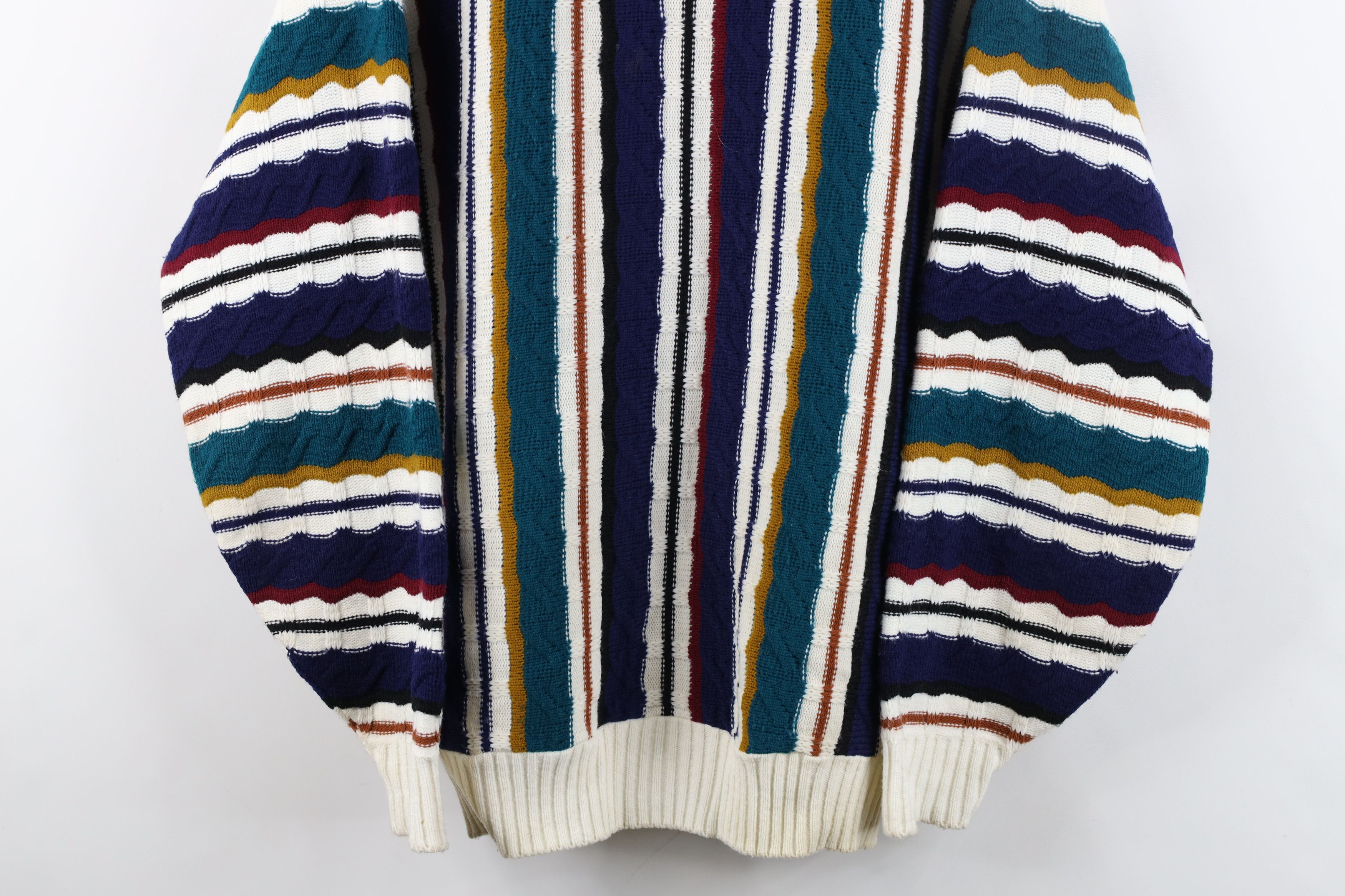 Vintage Vintage 90s Coogi Style Rainbow Cable Knit Sweater USA Size US L / EU 52-54 / 3 - 3 Thumbnail