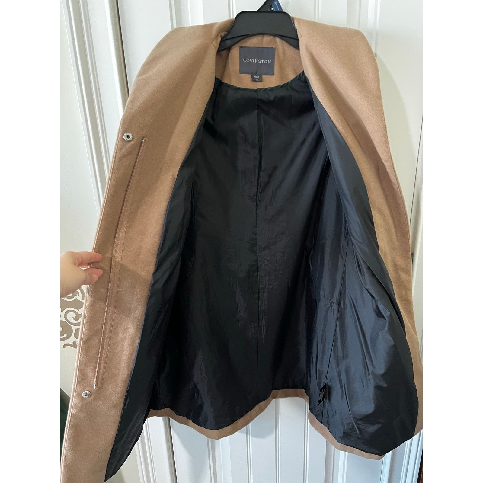 Covington Cocoon Long Tan Pea Coat Tweed Zip-up Jacket Pockets Medium Size M / US 6-8 / IT 42-44 - 11 Thumbnail