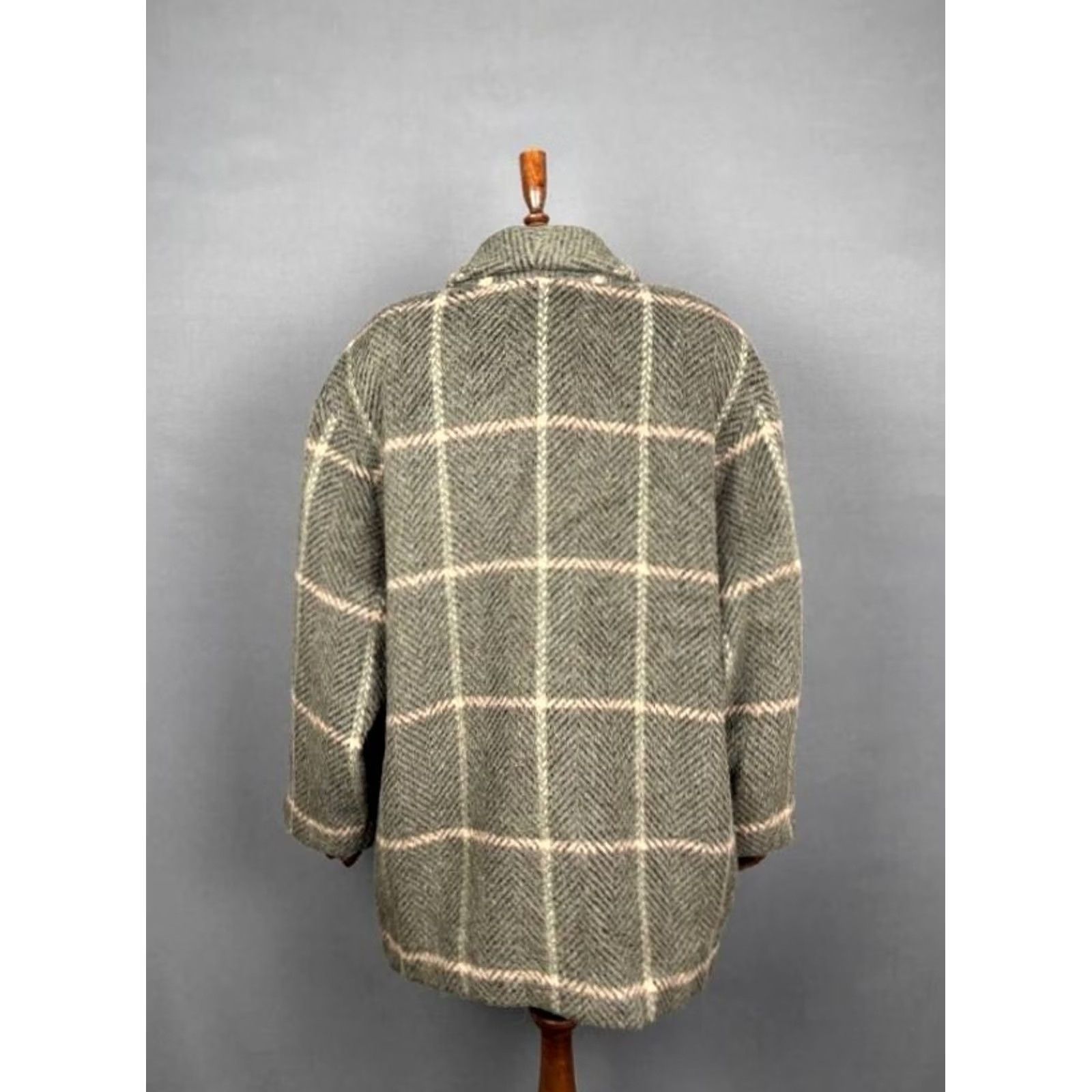 Vintage Luisa Spagnoli Coat Womens Long Gray Plaid Lama Button Up L Adults Women Midwest Style? Size L / US 10 / IT 46 - 2 Thumbnail