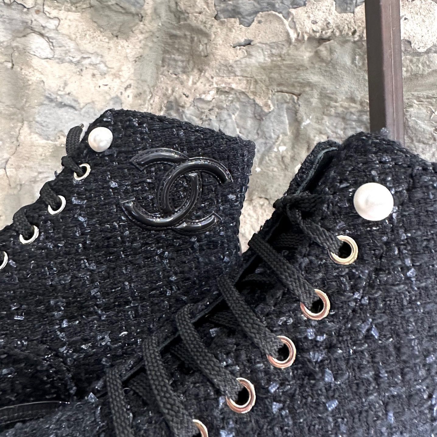 Chanel Chanel 2019 Interlocking CC Tweed Combat Boots Size US 7 / IT 37 - 6 Thumbnail