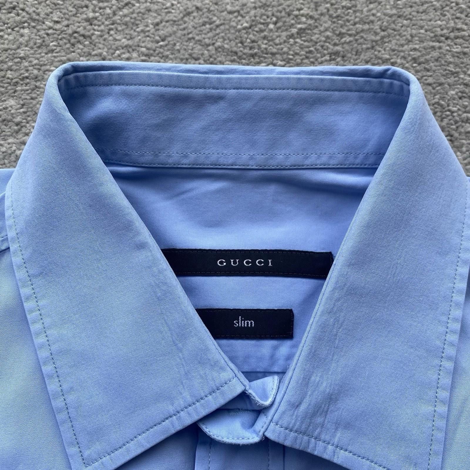 Gucci Gucci Men’s Button Up Shirt Blue Size 40/15.75 Size US M / EU 48-50 / 2 - 3 Thumbnail