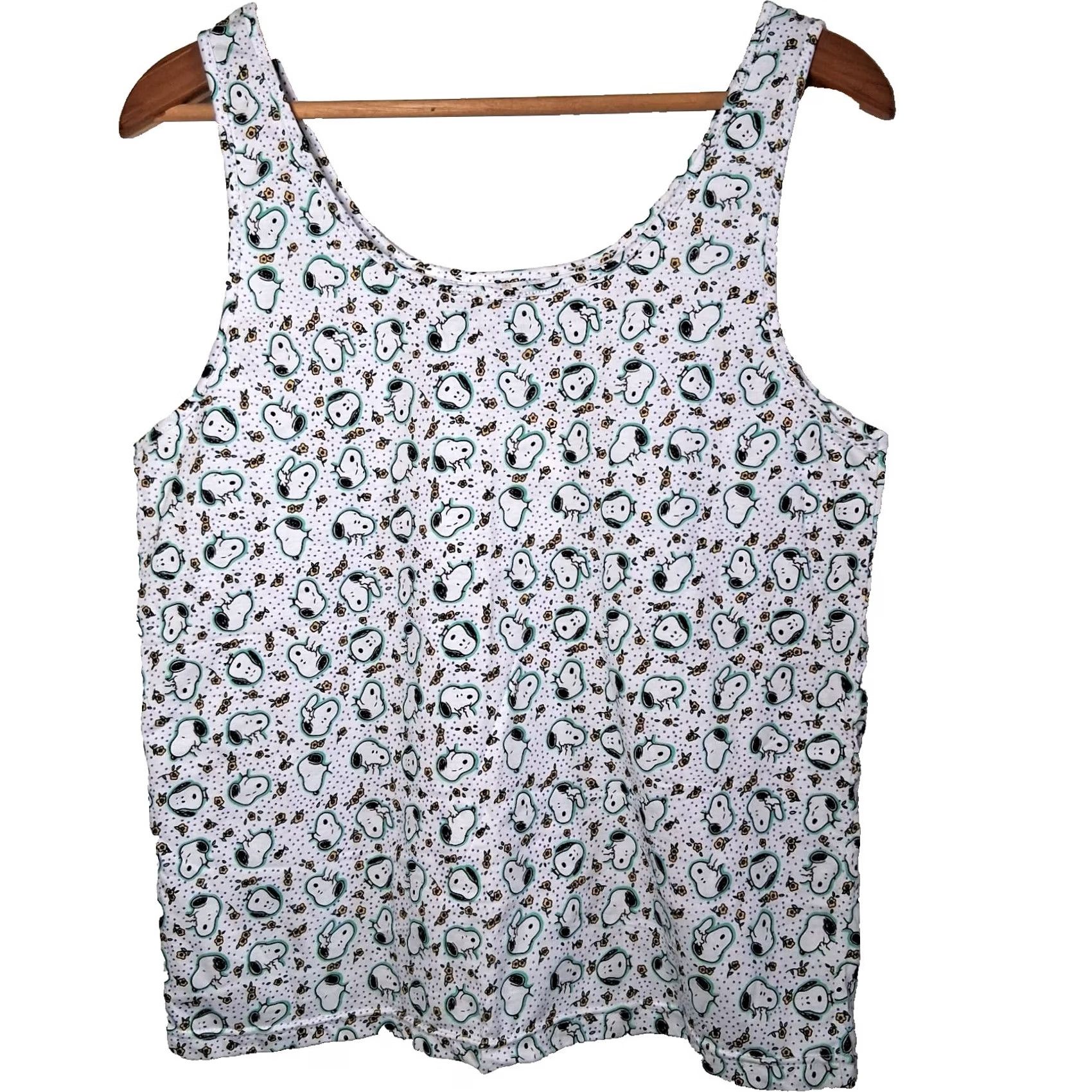 Peanuts VINTAGE Peanuts Snoopy Tank Top Woman M White Flowers Undershirt READ Size M / US 6-8 / IT 42-44 - 2 Thumbnail
