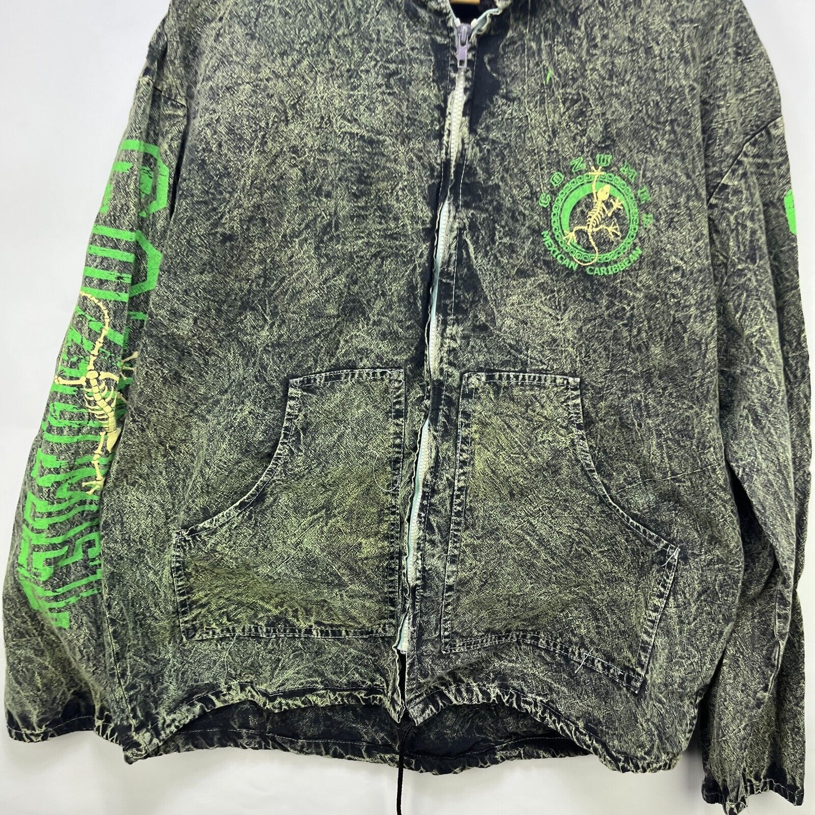 Lululemon × Vintage Vintage 90s Bones Lizard Cozumel Mexico Hooded Zip up 2XL Size US XXL / EU 58 / 5 - 7 Thumbnail