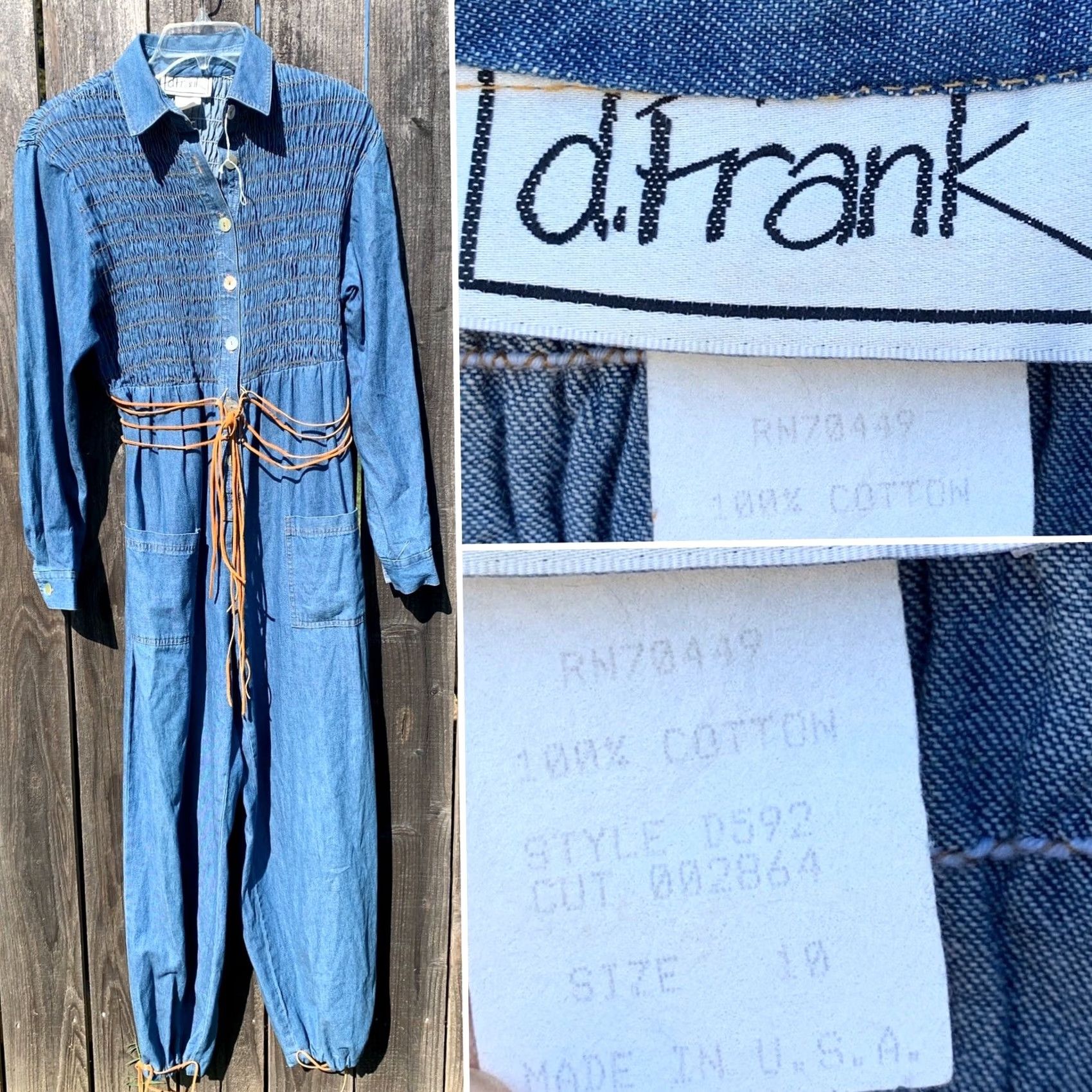 Vintage VINTAGE d. Frank Denim Jumpsuit Shirt 10 80s 90s Made In USA Blue Womens/Mens (see pics) Size 32" / US 10 / IT 46 - 5 Thumbnail