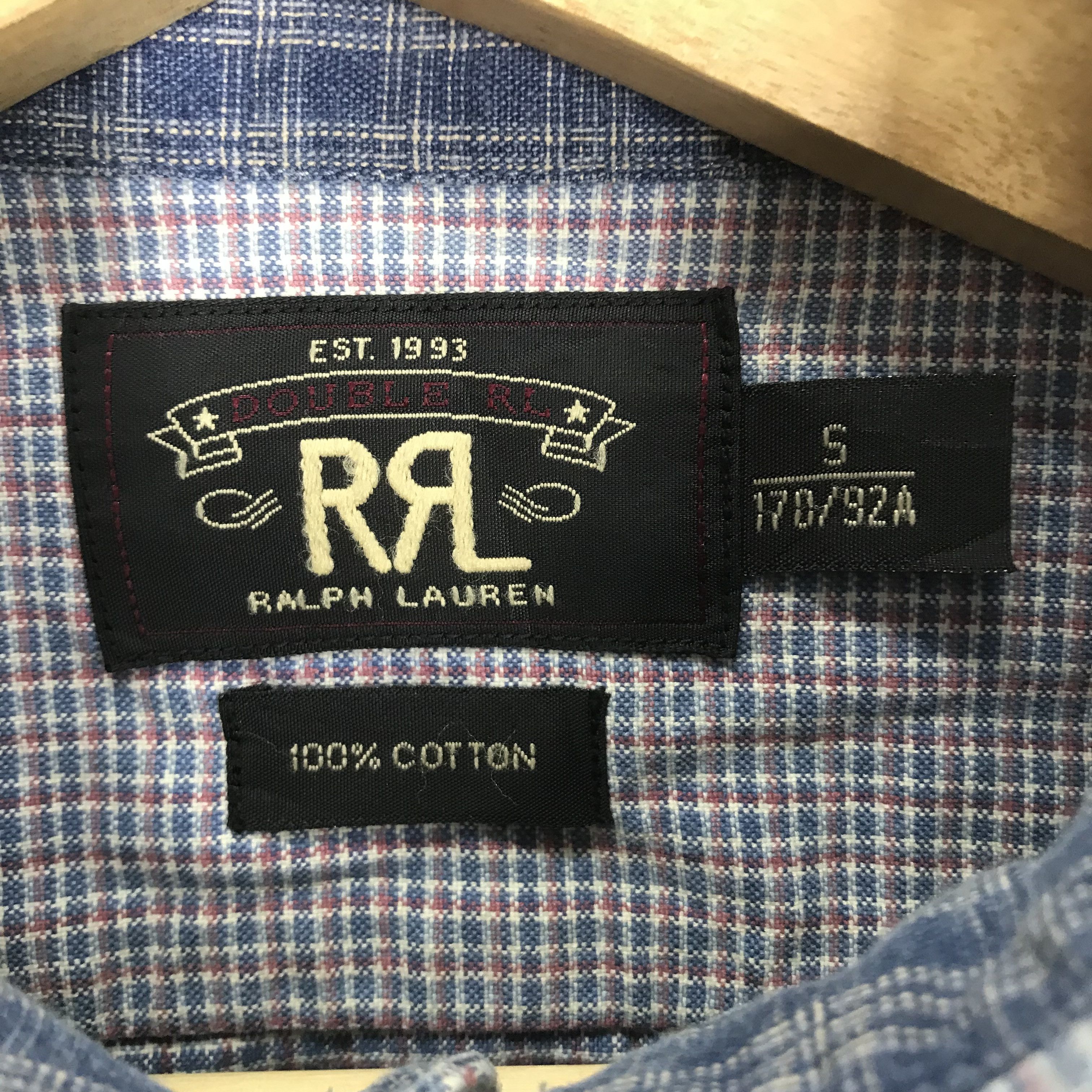 Polo Ralph Lauren × RRL Ralph Lauren × Vintage Vintage Polo Ralph Lauren Blue Checkered Double RL Casual Size US S / EU 44-46 / 1 - 8 Thumbnail