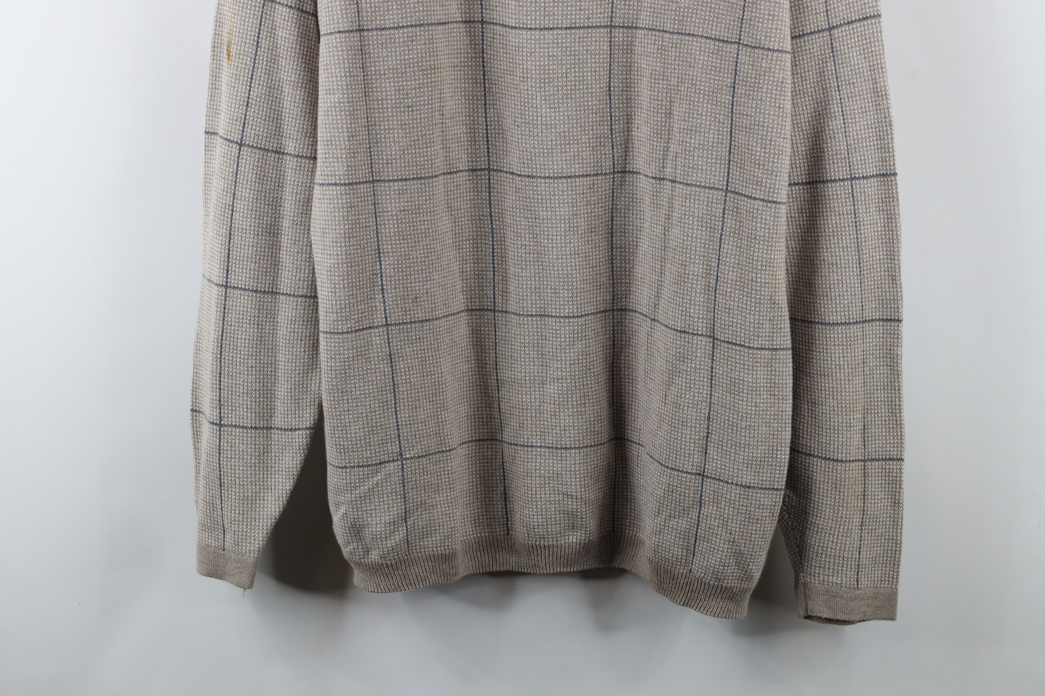 Nautica × Vintage Vintage 90s Nautica Cotton Knit Crewneck Sweater Plaid Size US L / EU 52-54 / 3 - 3 Thumbnail